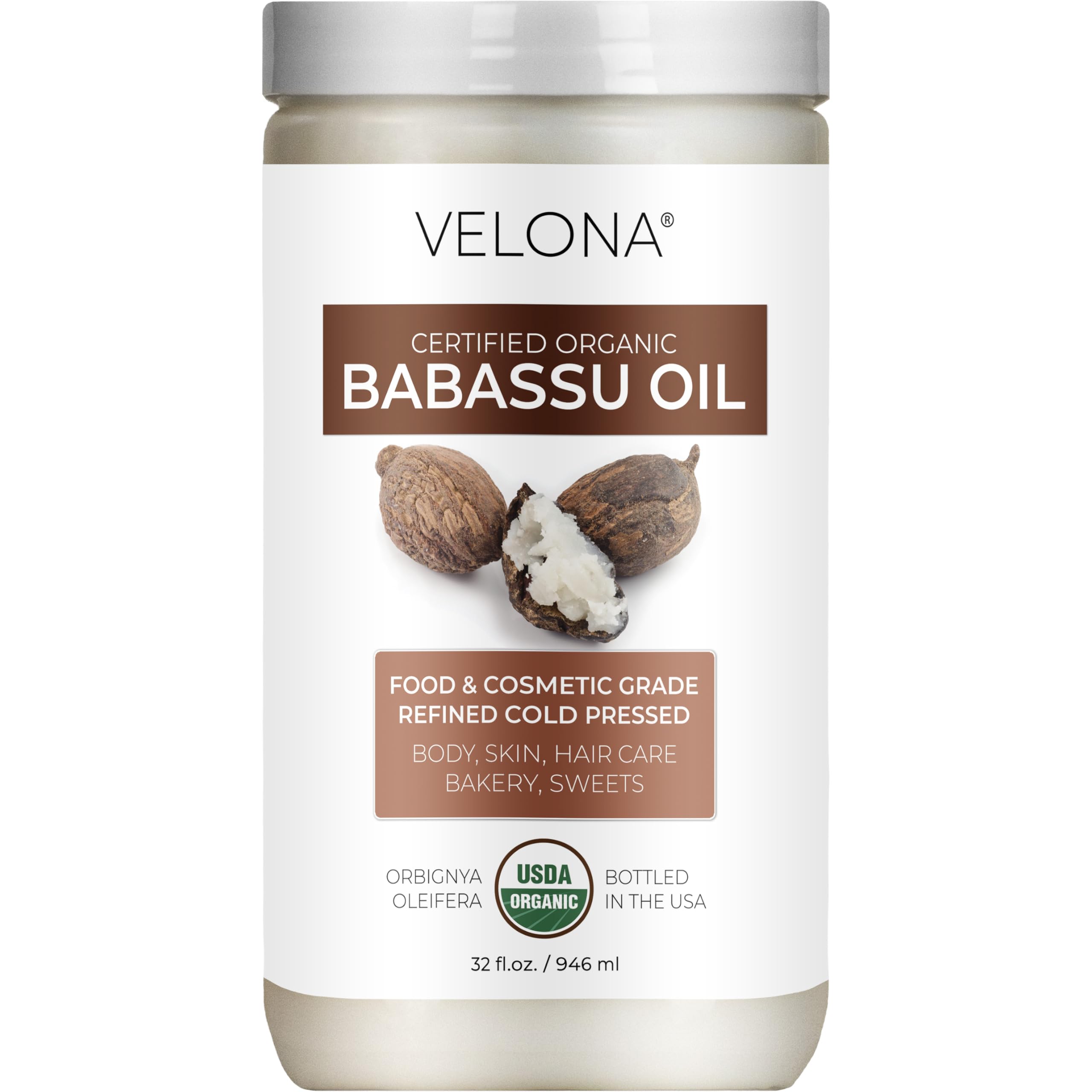Foto 1 | Aceite Portador: Aceite De Babasú Velona  Usda Organic  946 Ml - Venta Internacional.