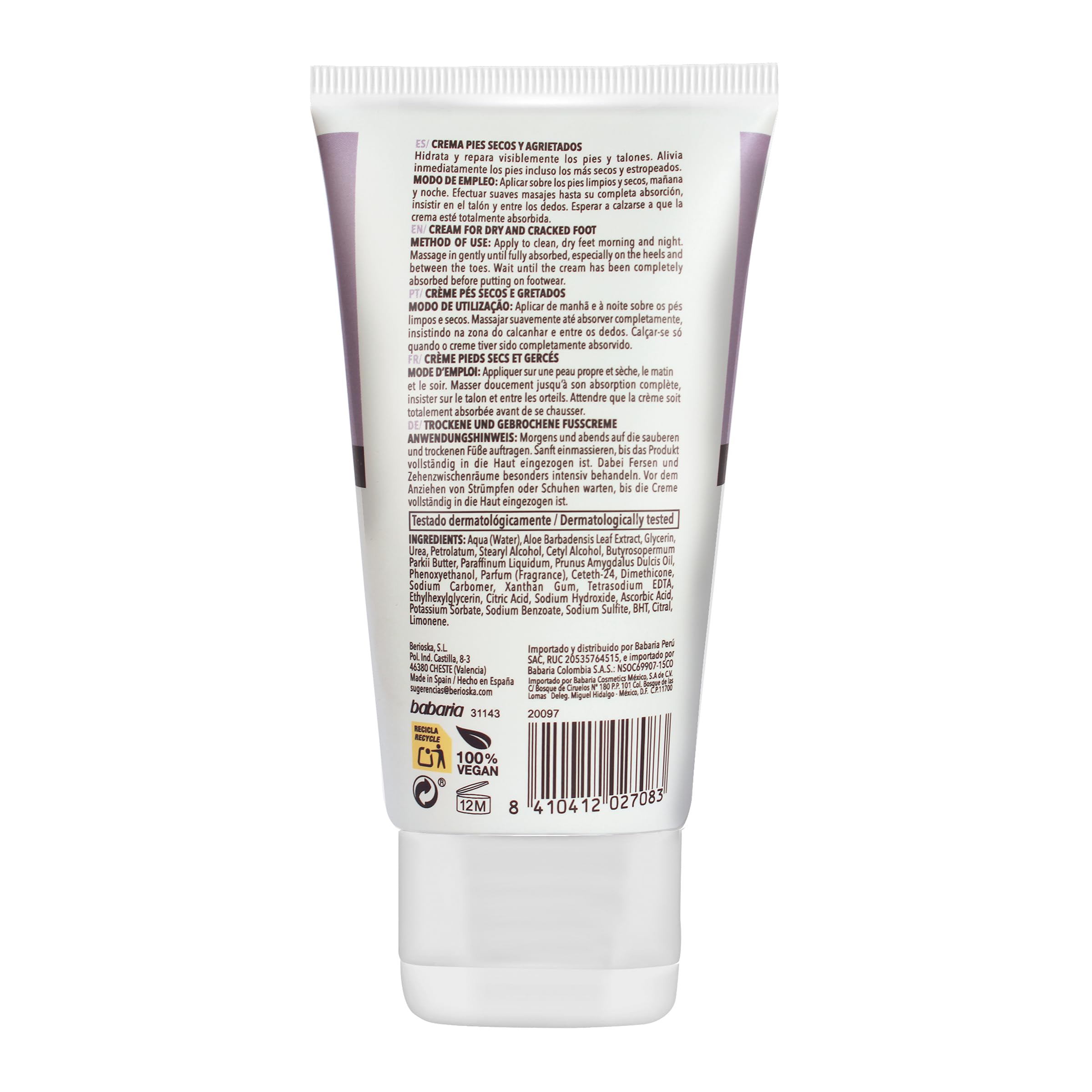 Foto 7 | Crema Para Pies Babaria Dry Feet 150 Ml Con Aloe Vera Y Almendras Dulces - Venta Internacional.