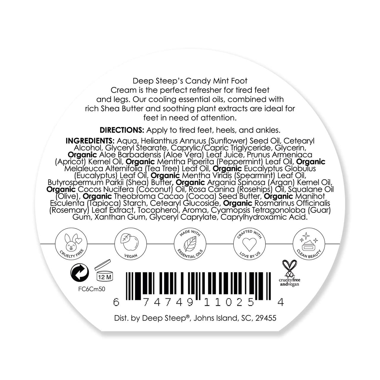 Foto 3 pulgar | Crema para Pies Deep Steep Candy Mint 180 ml con Ingredientes Orgánicos - Venta Internacional