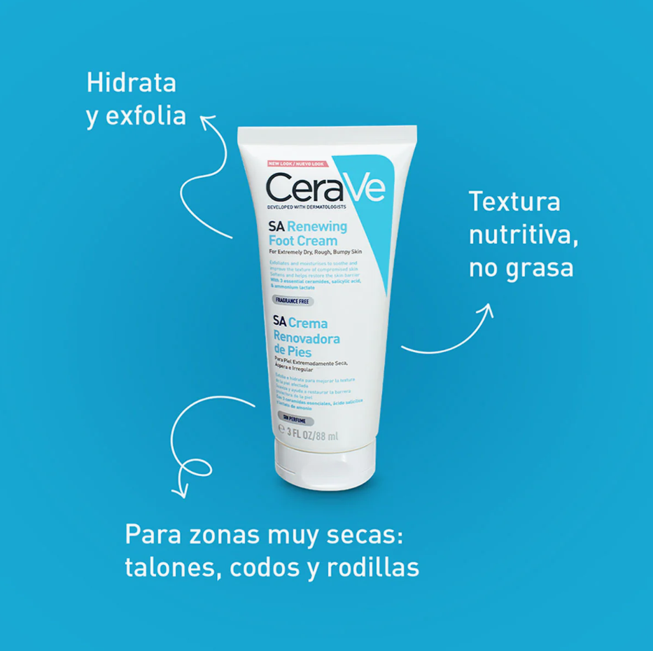 Foto 3 pulgar | Cerave Crema Renovadora De Pies 88ml | Hidratación Intensiva Para Piel Seca, Áspera Y Agrietada