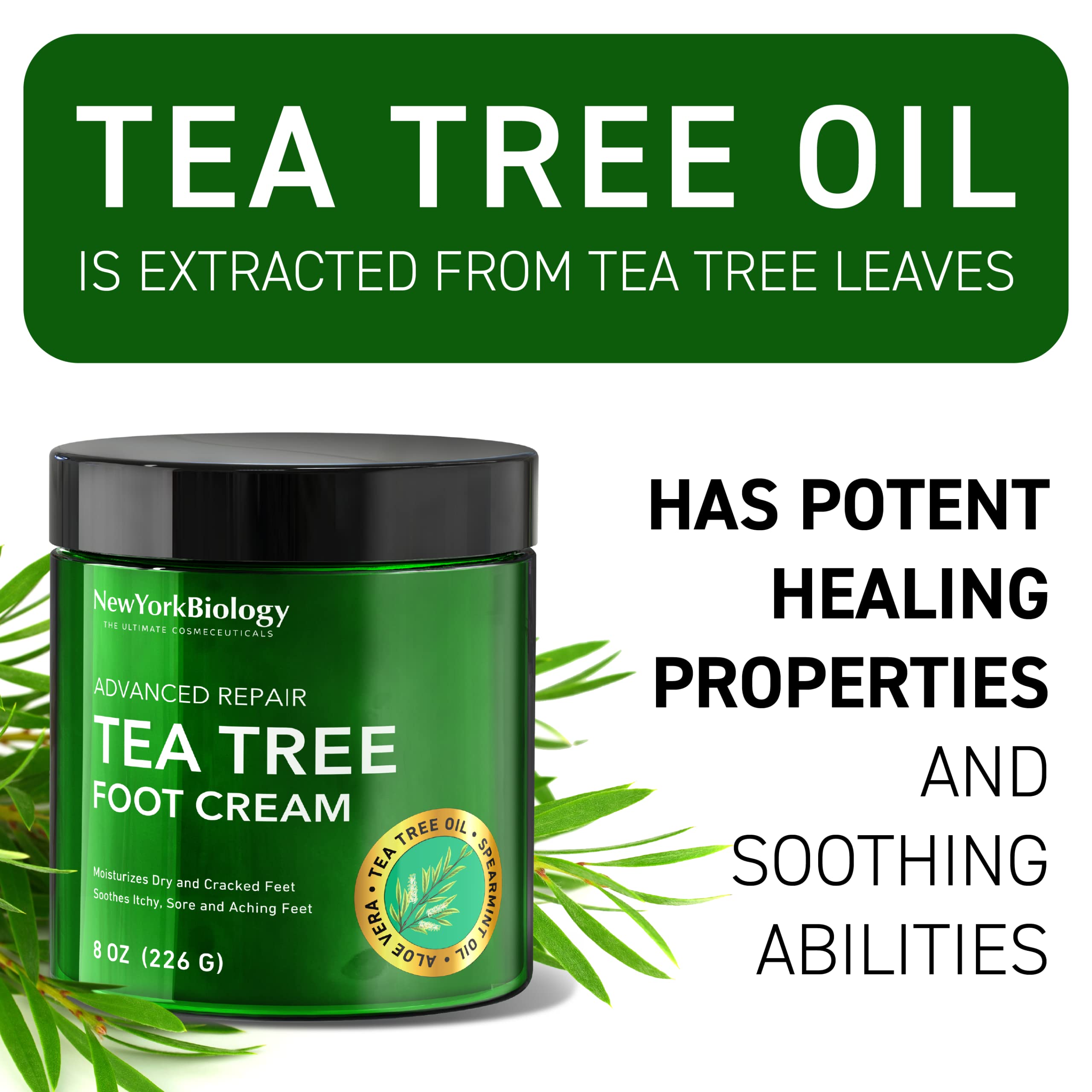 Foto 4 | Crema Para Pies New York Biology, Aceite De Árbol De Té, 240 Ml, Para Pies Secos - Venta Internacional.