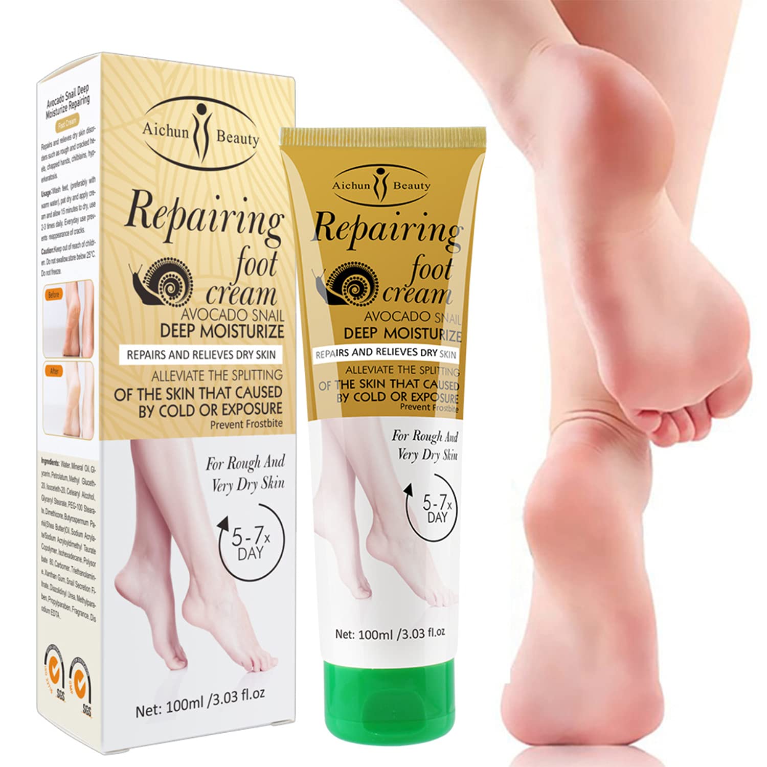 Foto 6 pulgar | Crema De Pies Aichun Beauty Reparadora Con Forma De Caracol De Aguacate, 100 Ml - Venta Internacional.