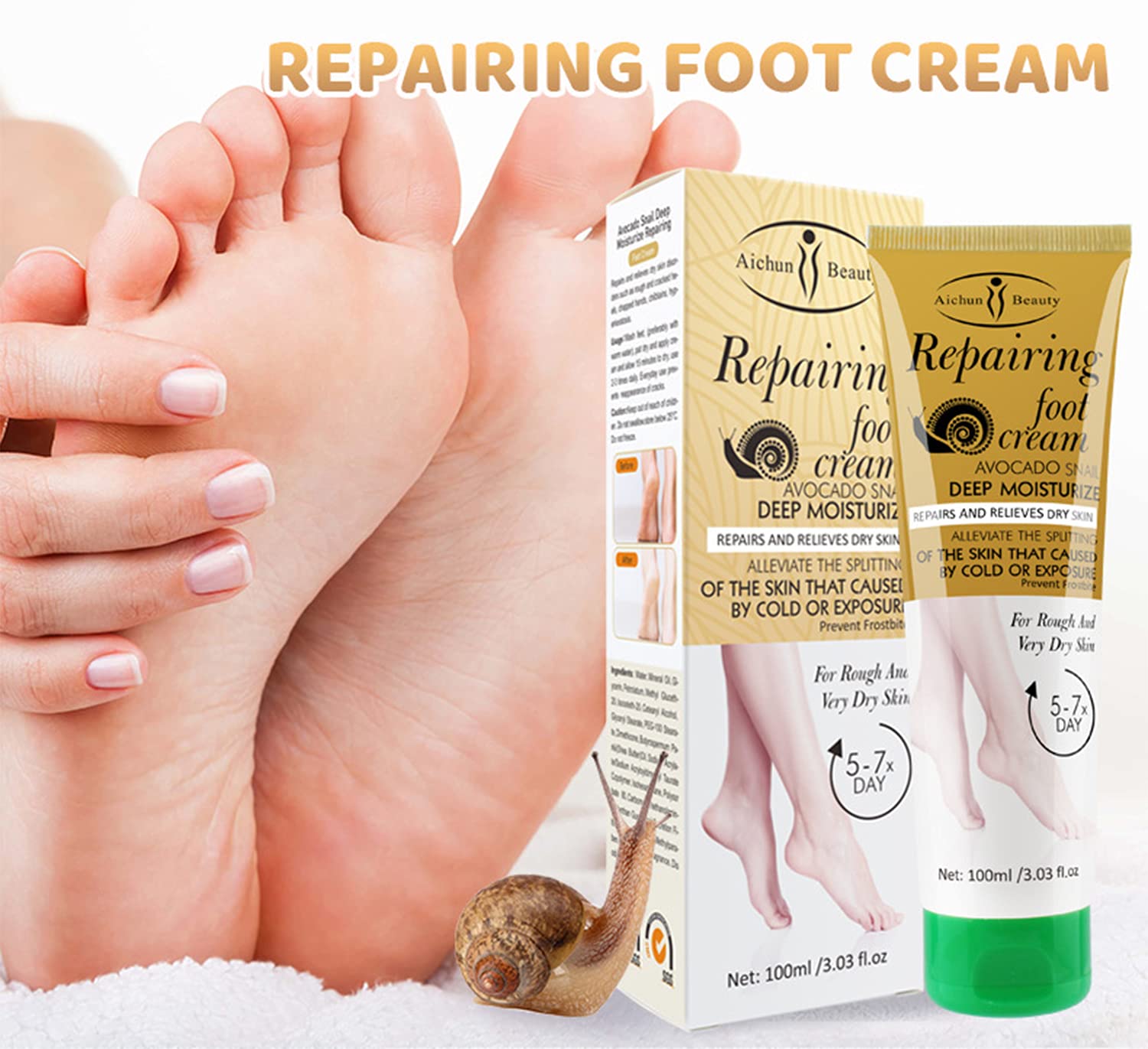 Foto 7 pulgar | Crema De Pies Aichun Beauty Reparadora Con Forma De Caracol De Aguacate, 100 Ml - Venta Internacional.
