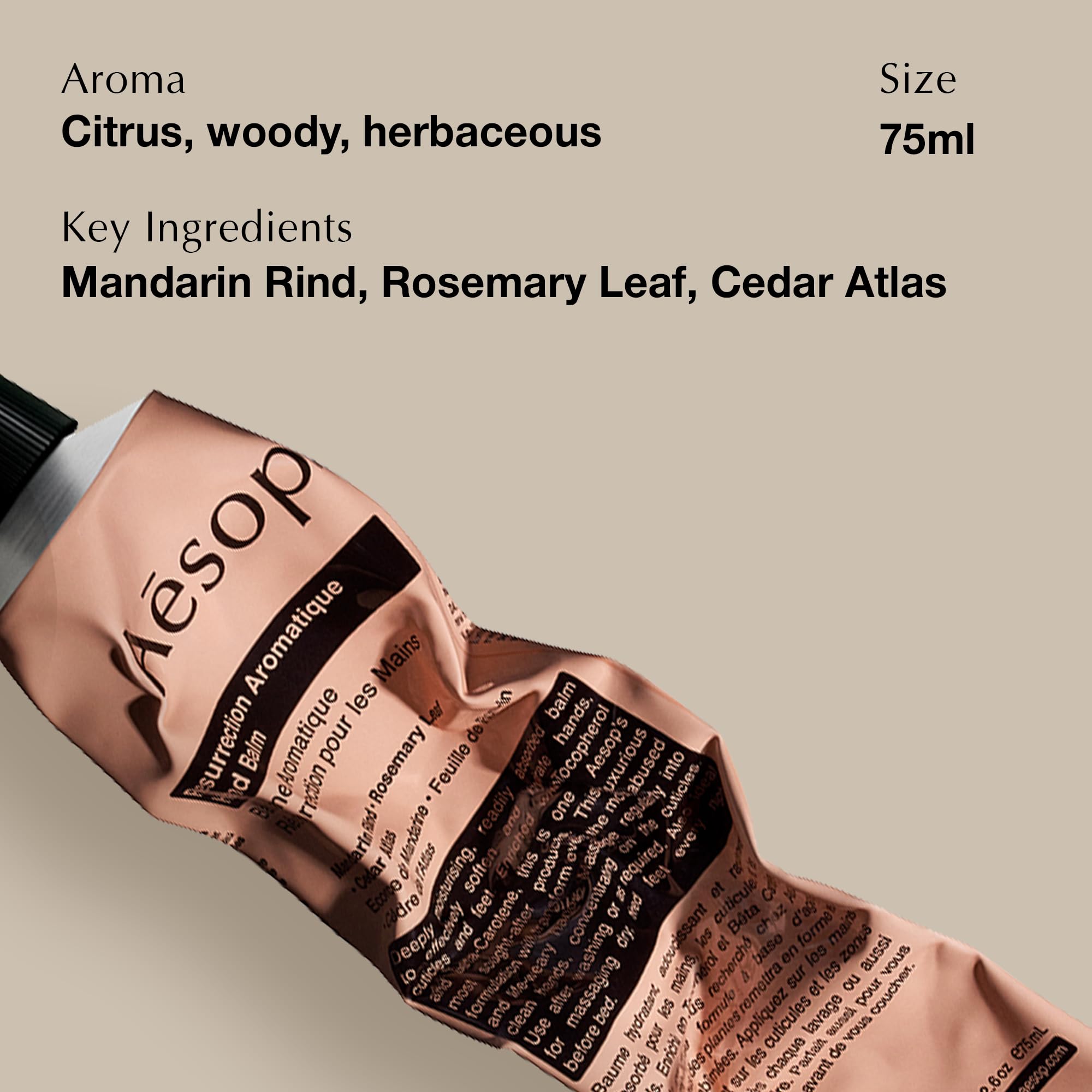 Foto 5 pulgar | Bálsamo De Manos Aesop Resurrection Aromatique 75 Ml Sin Parabenos - Venta Internacional.