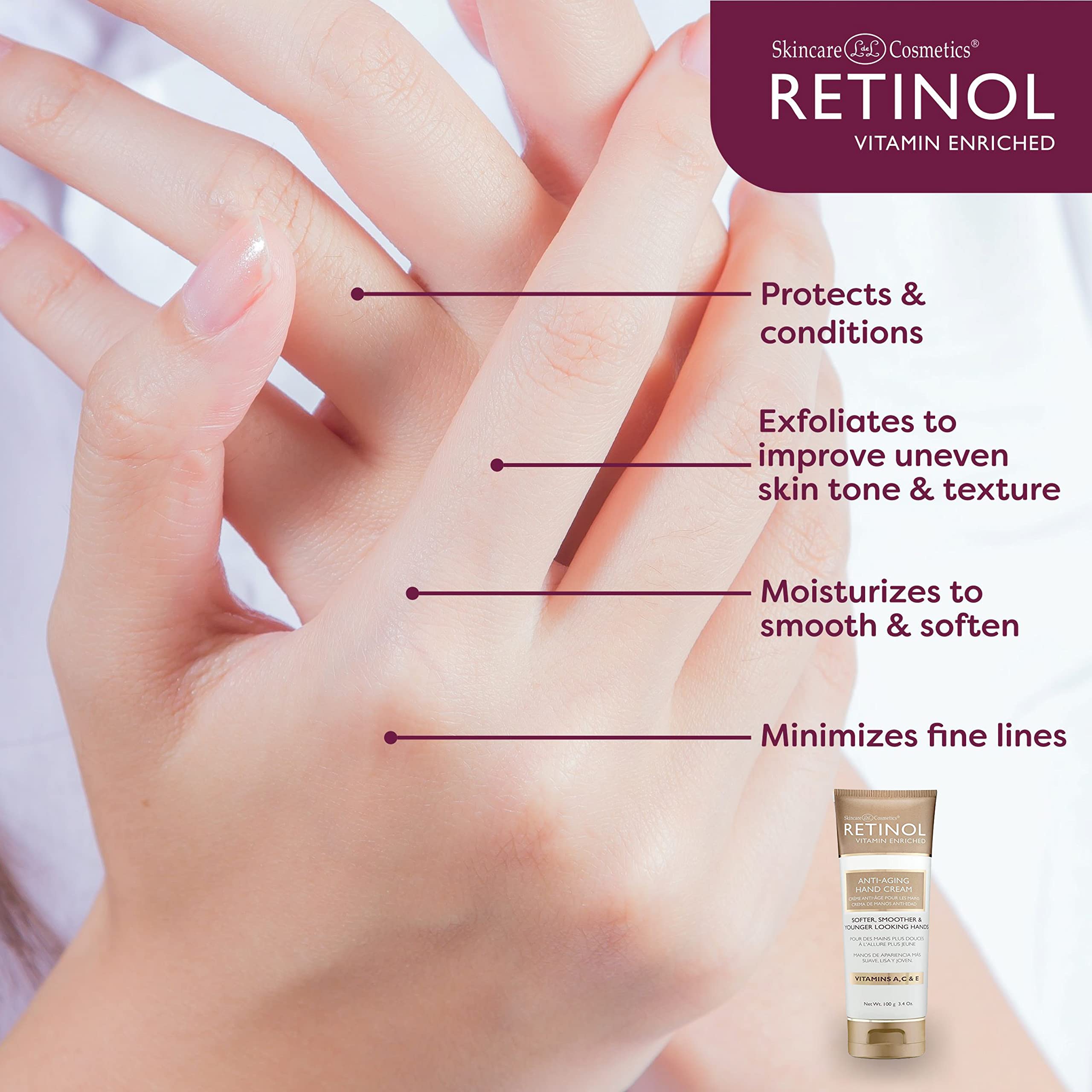 Foto 6 pulgar | Crema De Manos Con Retinol Antienvejecimiento Para El Cuidado De La Piel Ldel Cosmetics 100 G - Venta Internacional.