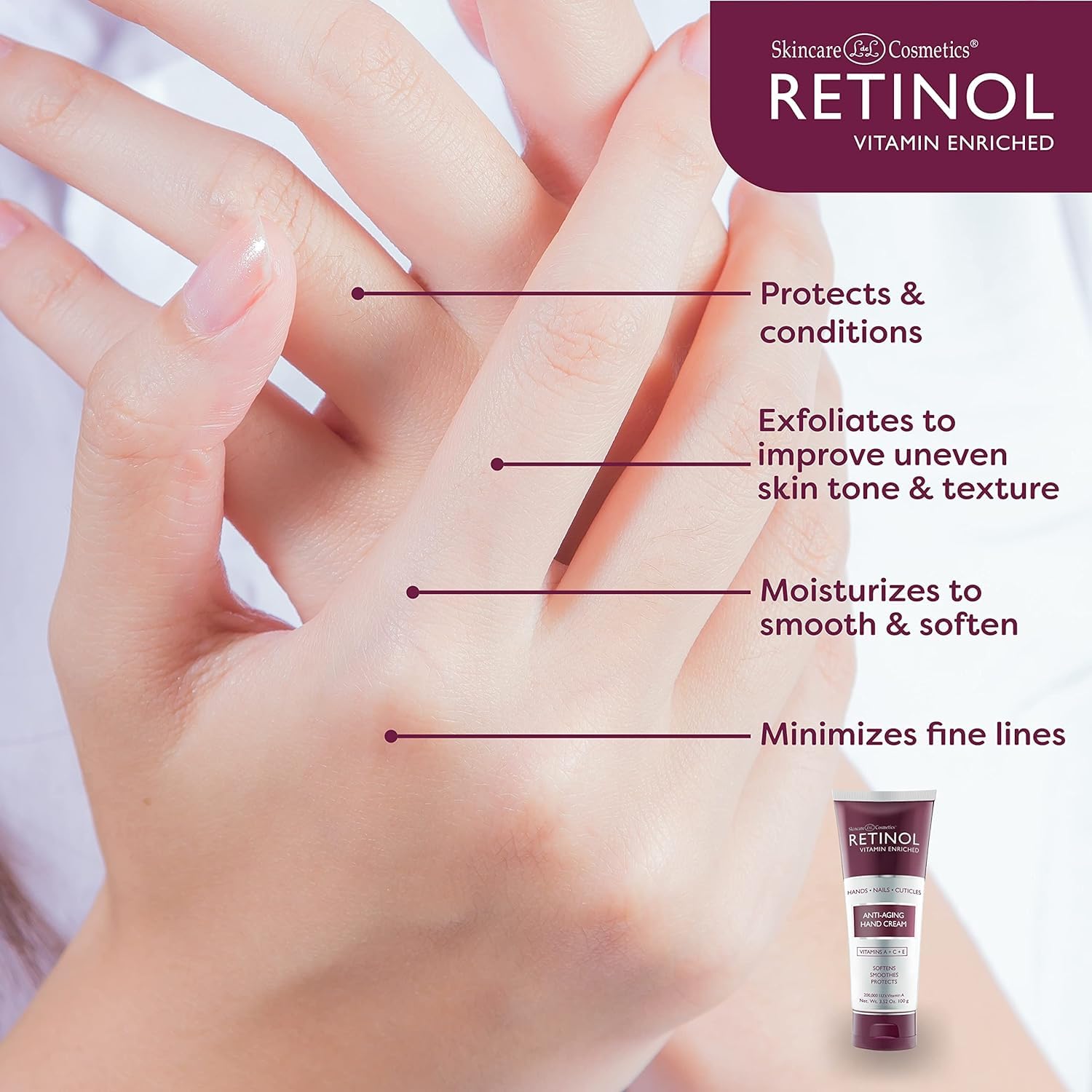 Foto 6 pulgar | Crema De Manos Con Retinol Antienvejecimiento Rica En Terciopelo Con Vitamina A - Venta Internacional.