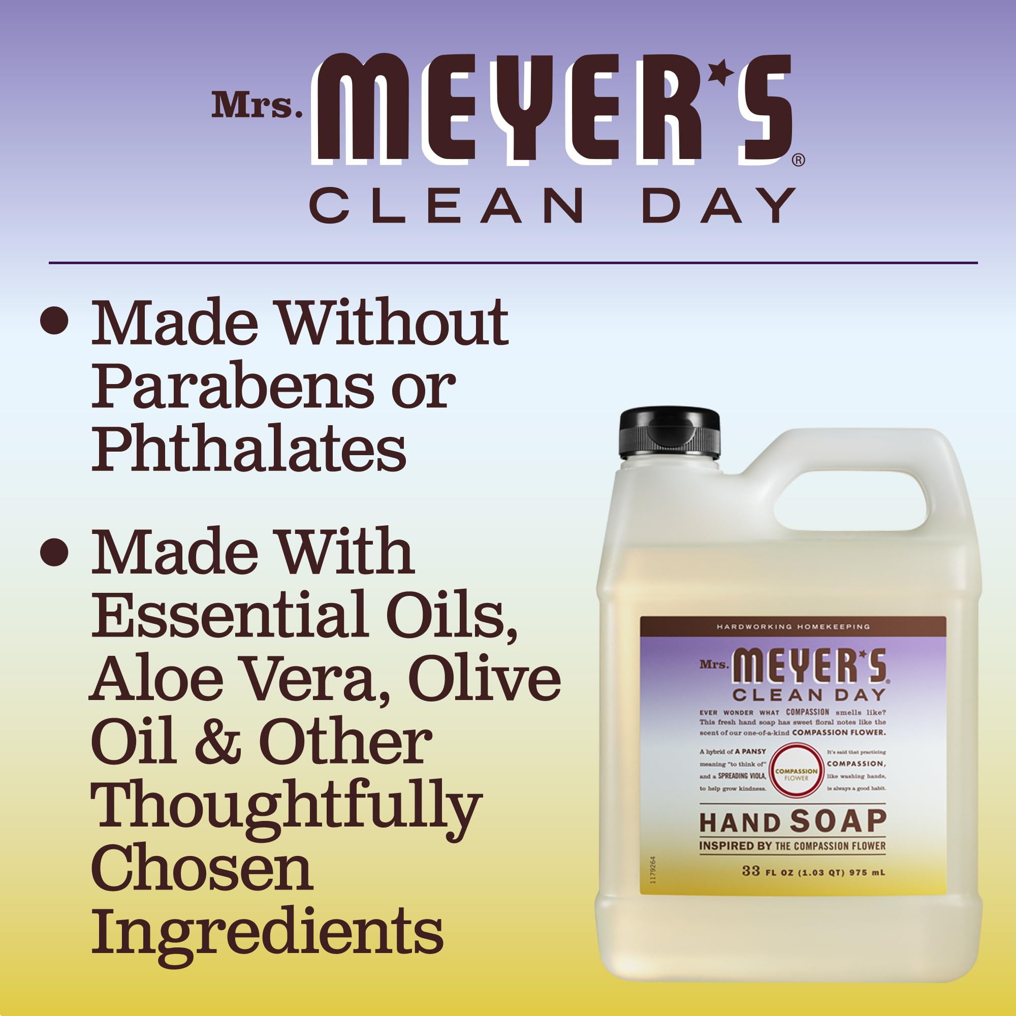 Foto 5 pulgar | Recambio De Jabón De Manos Mrs. Meyer's Clean Day Compassion Flower 975 Ml - Venta Internacional.