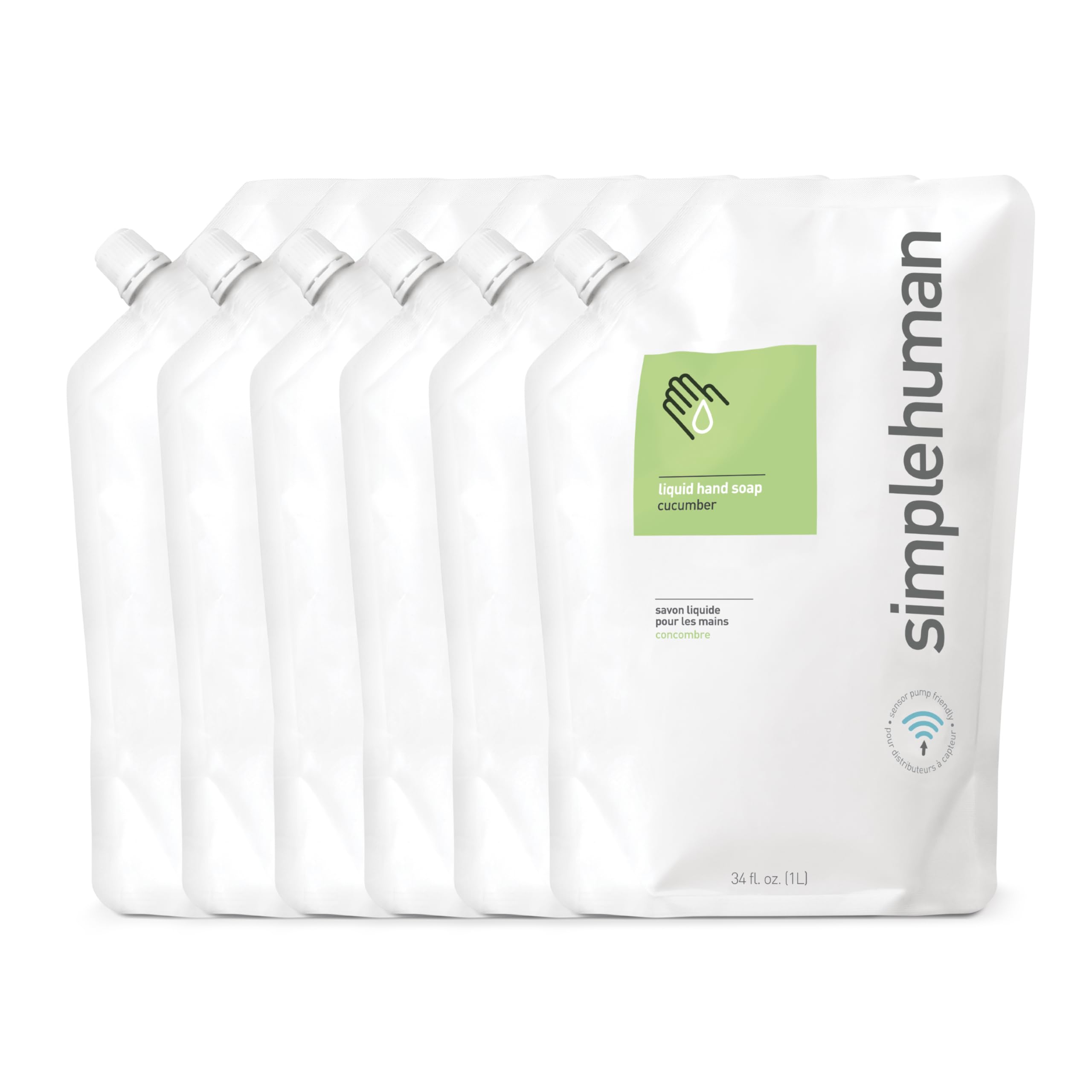 Recambio De Jabón Líquido Para Manos Simplehuman Cucumber, 1 L (paquete De 6) - Venta Internacional.