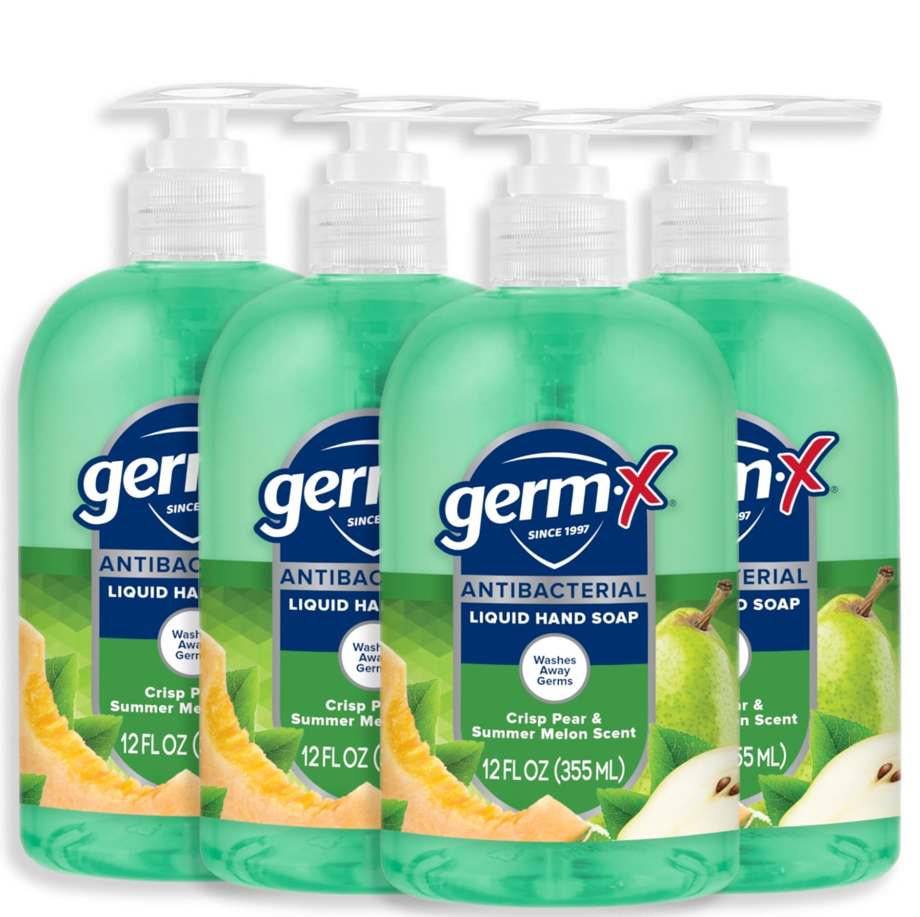 Jabón De Manos Germ-x Líquido Hidratante, 355 Ml, Paquete De 4 Unidades, Crisp Pear - Venta Internacional.