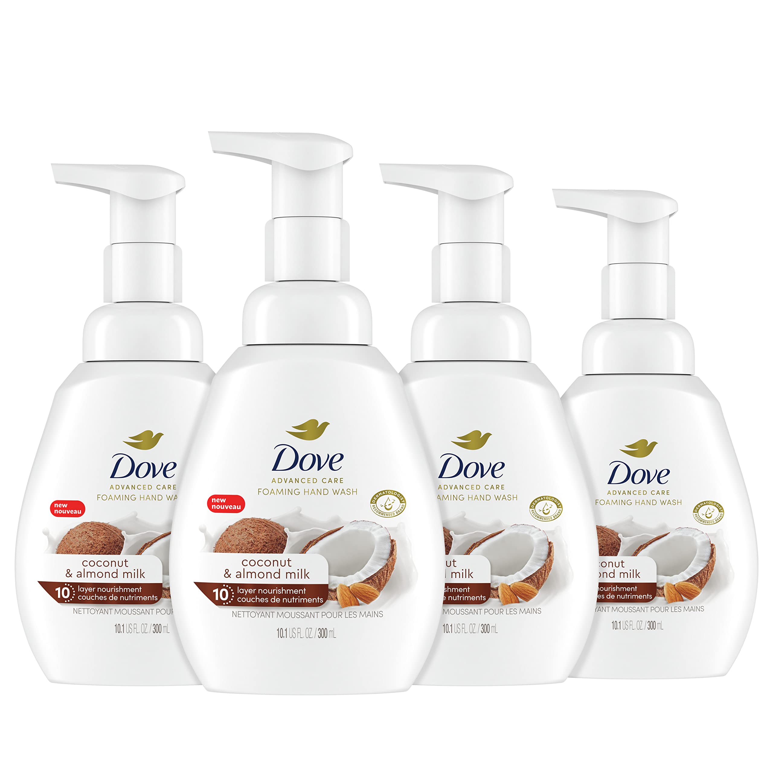 Jabón Espumoso Para Manos Dove Con Leche De Coco Y Almendras, 300 Ml X 4 - Venta Internacional.