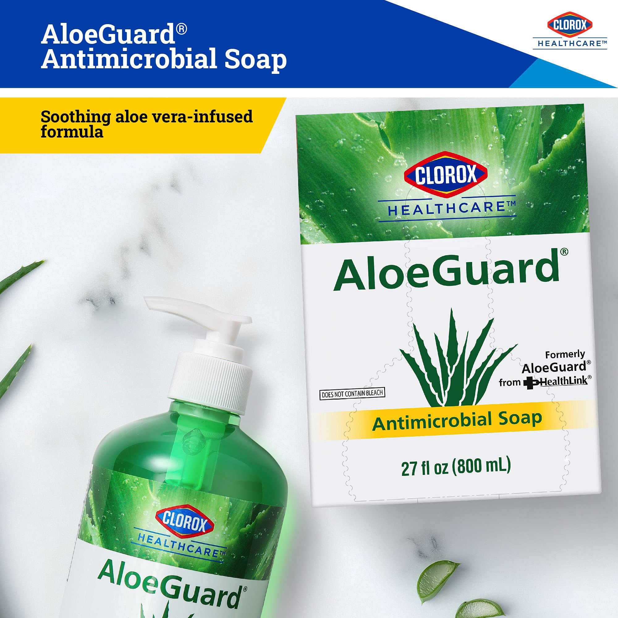 Foto 4 pulgar | Jabón Antimicrobiano Para Manos Clorox Healthcare Aloeguard 800 Ml - Venta Internacional.