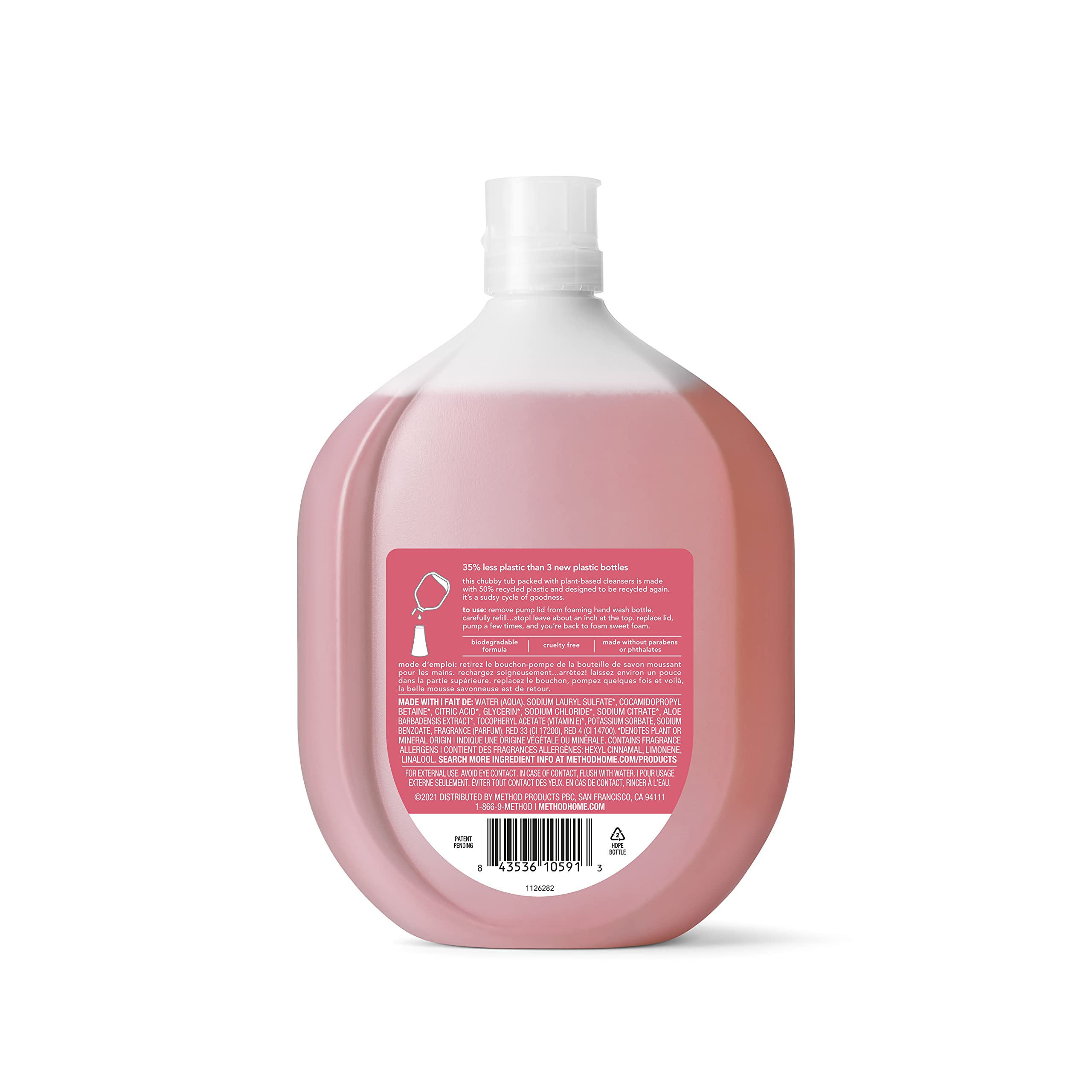 Foto 3 pulgar | Método De Recarga De Jabón Espumoso Para Manos Con Pomelo Rosa, 800 Ml, 4 Unidades - Venta Internacional.