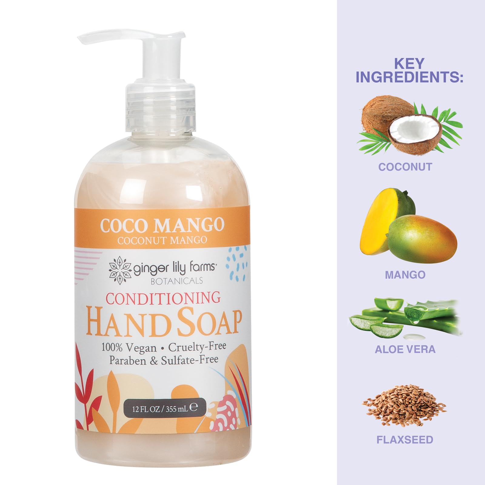 Foto 5 | Jabón Líquido Para Manos Ginger Lily Farms Coco Mango 360ml - Venta Internacional.