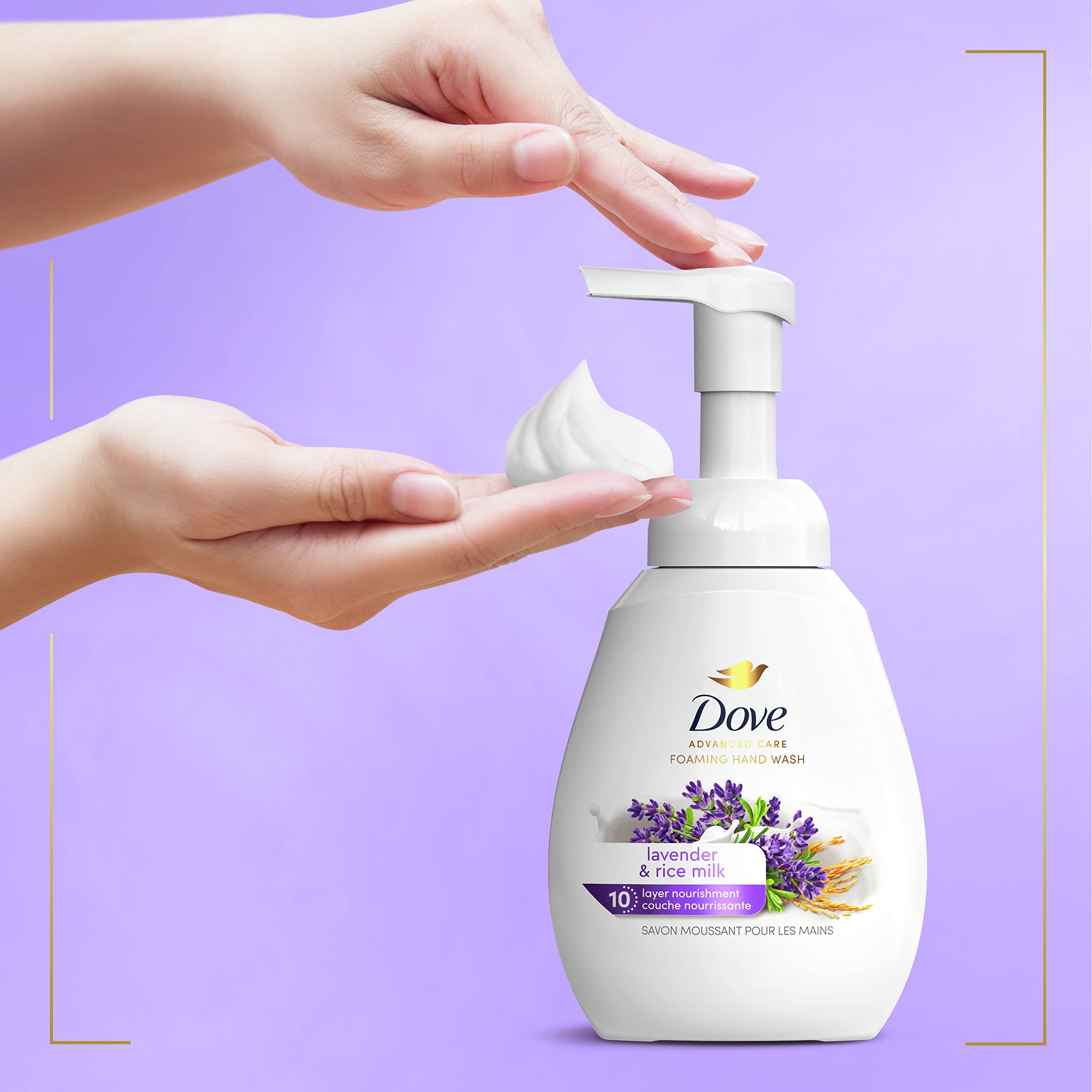 Foto 5 | Jabón Espumoso Para Manos Dove, Leche De Lavanda Y Arroz, 300 Ml, Paquete De 4 - Venta Internacional.