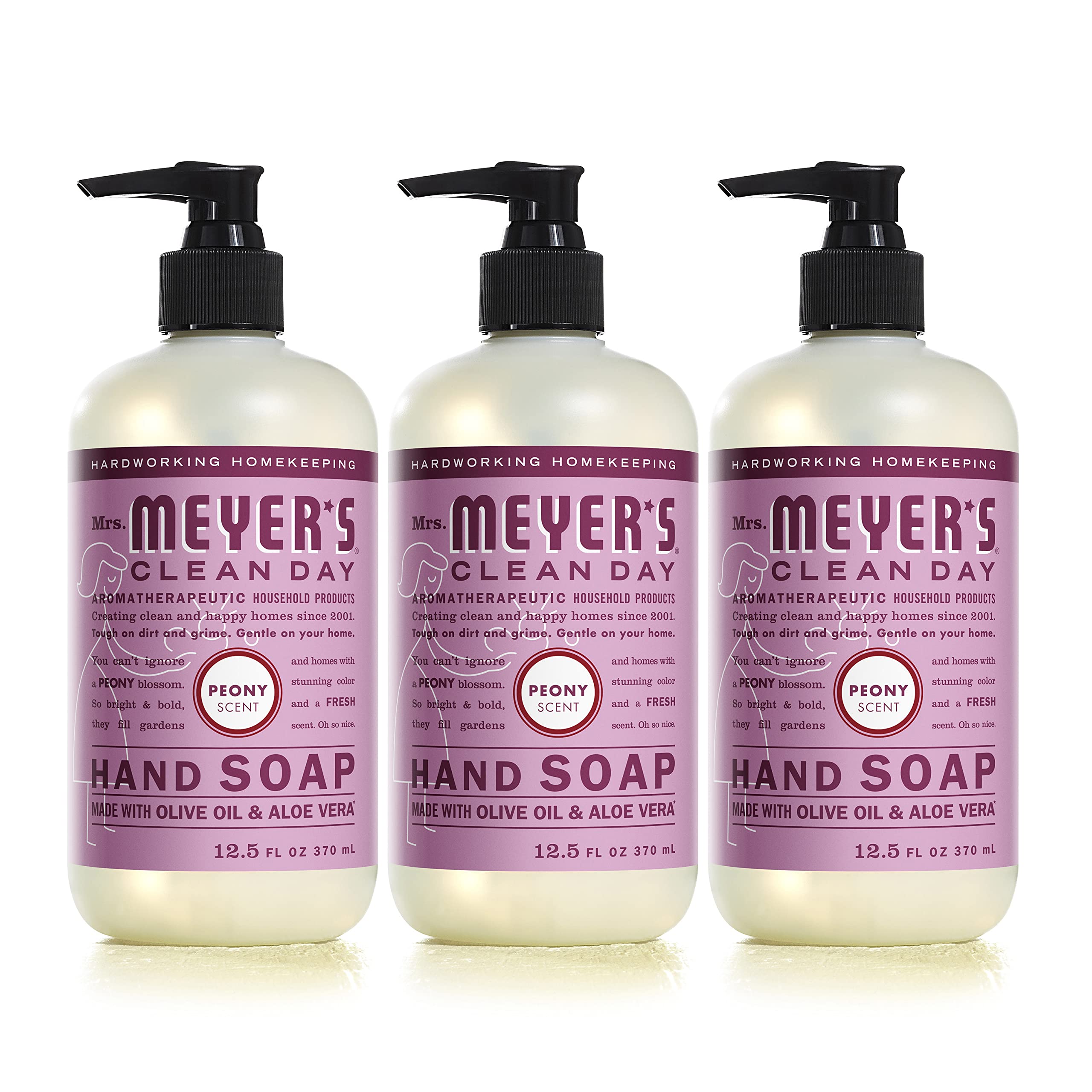 Jabón De Manos Mrs. Meyer's Clean Day Peony 370 Ml, Paquete De 3 - Venta Internacional.