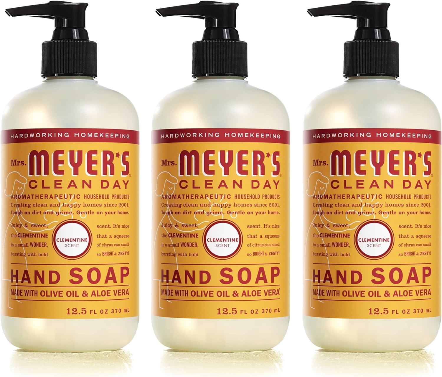 Jabón De Manos Mrs. Meyer's Clean Day Clementine 370 Ml (paquete De 3) - Venta Internacional.