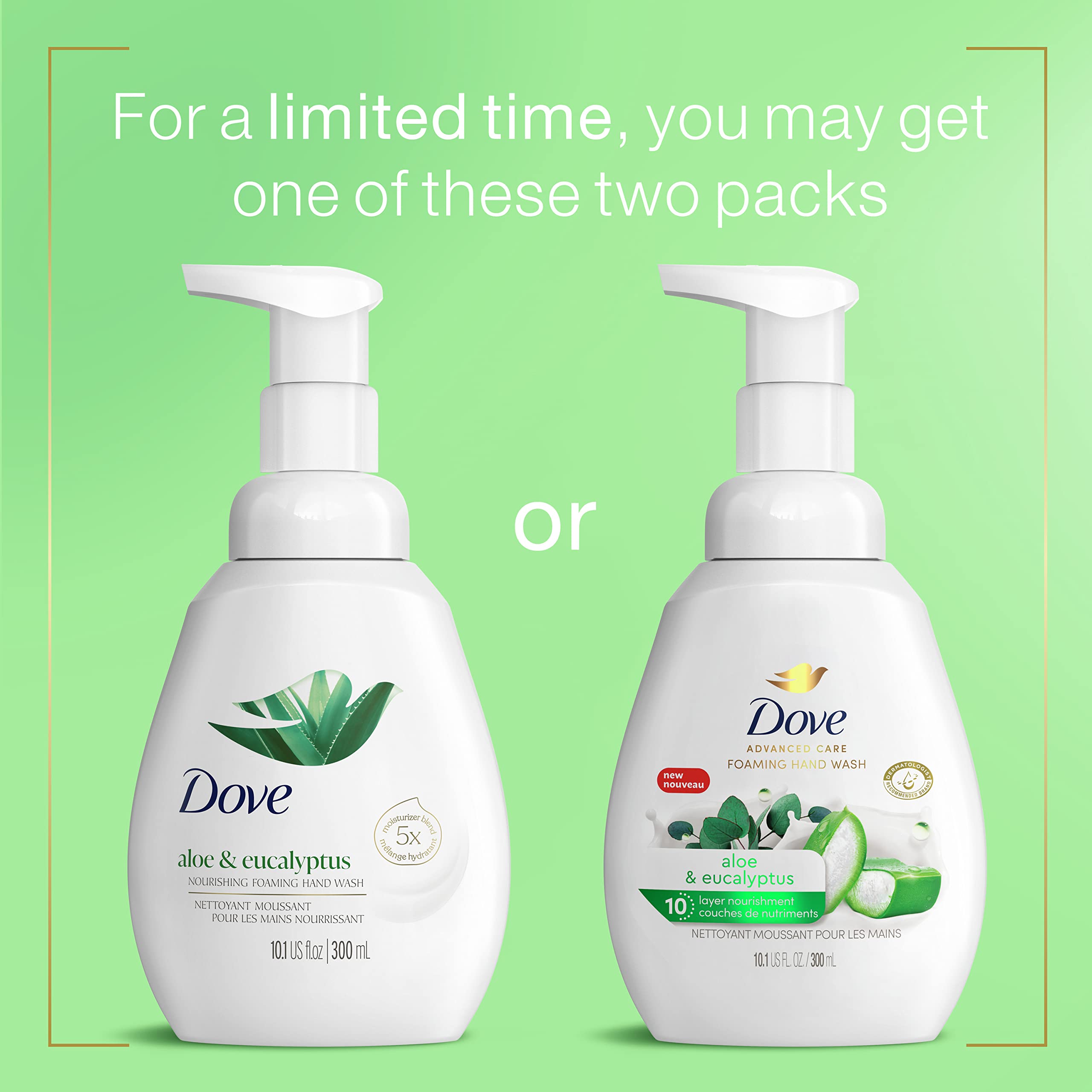 Foto 2 | Jabón Espumoso Para Manos Dove Con Aloe Y Eucalipto, 300 Ml, 4 Unidades - Venta Internacional.