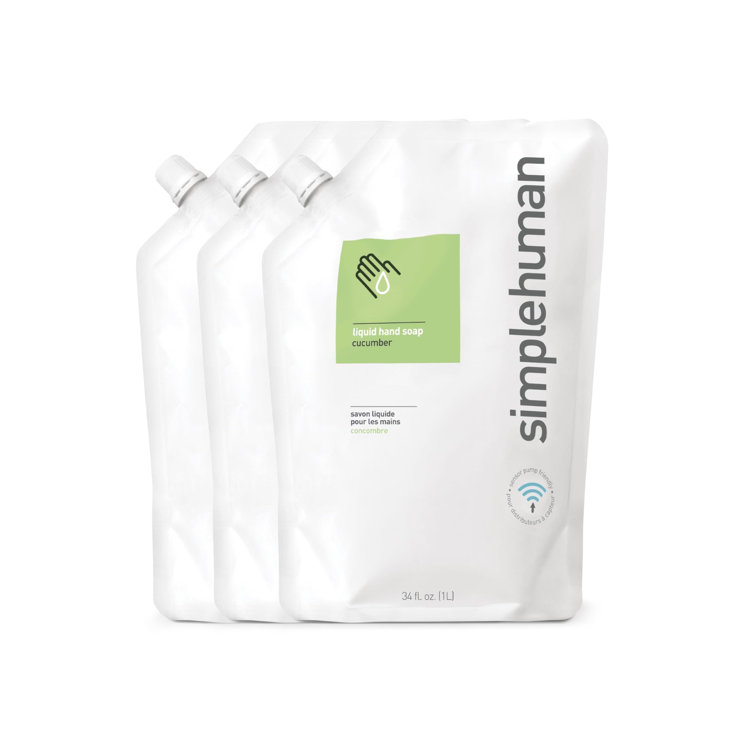 Foto 2 pulgar | Jabón De Manos Humectante Simplehuman Pepino Refill, 1 L (paquete De 3) - Venta Internacional.