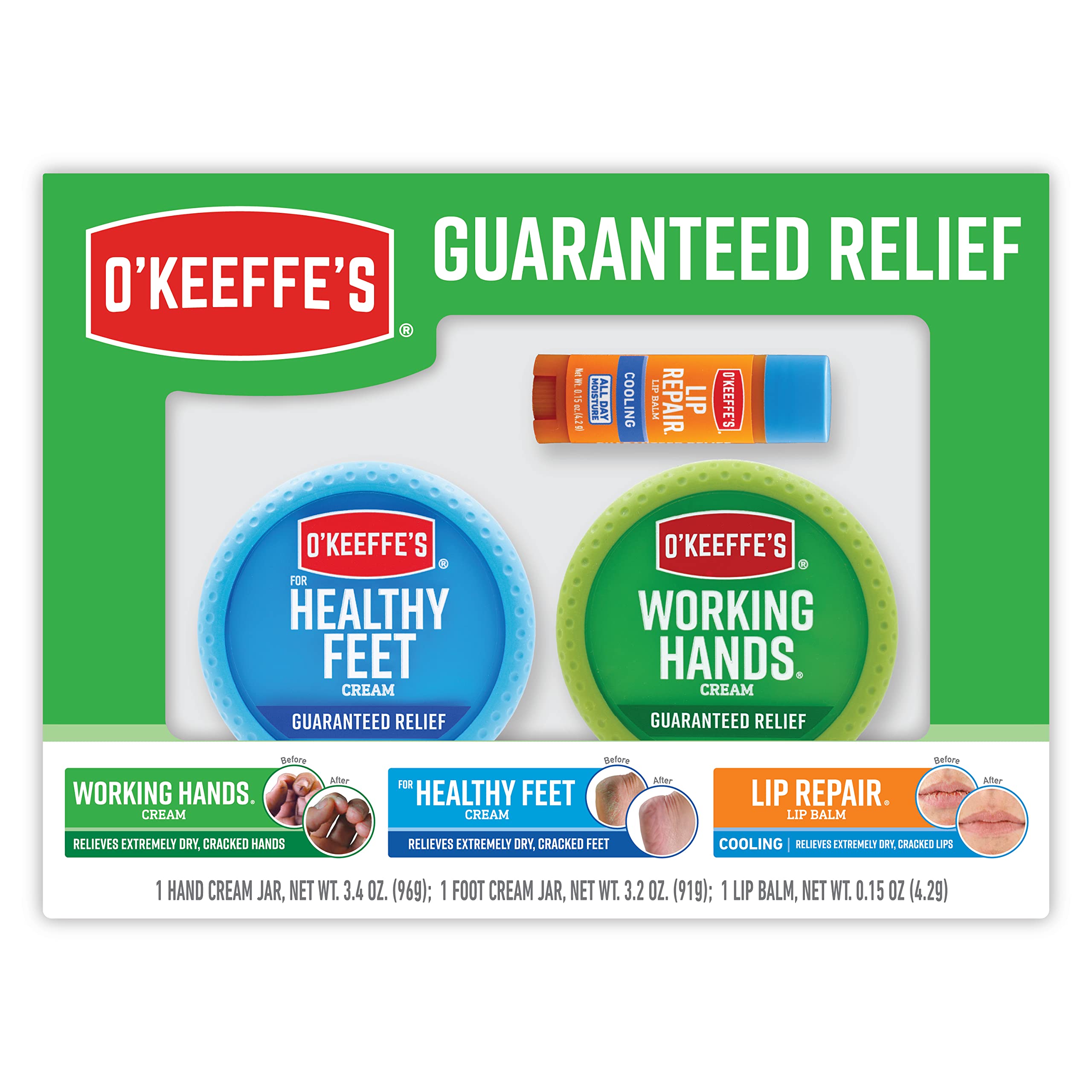 Caja De Regalo O'keeffe's Working Hands 100 Ml, Healthy Feet 100 Ml Y Lip Repair - Venta Internacional.