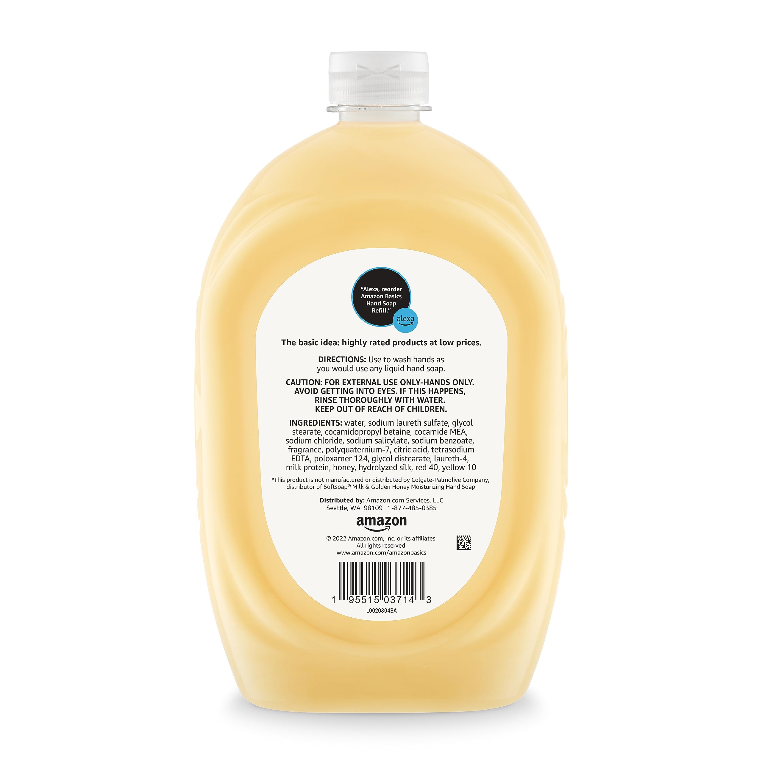 Foto 5 | Recambio De Jabón Líquido Para Manos Amazon Basics Milk & Honey, 1.5 L, Paquete De 2 - Venta Internacional.