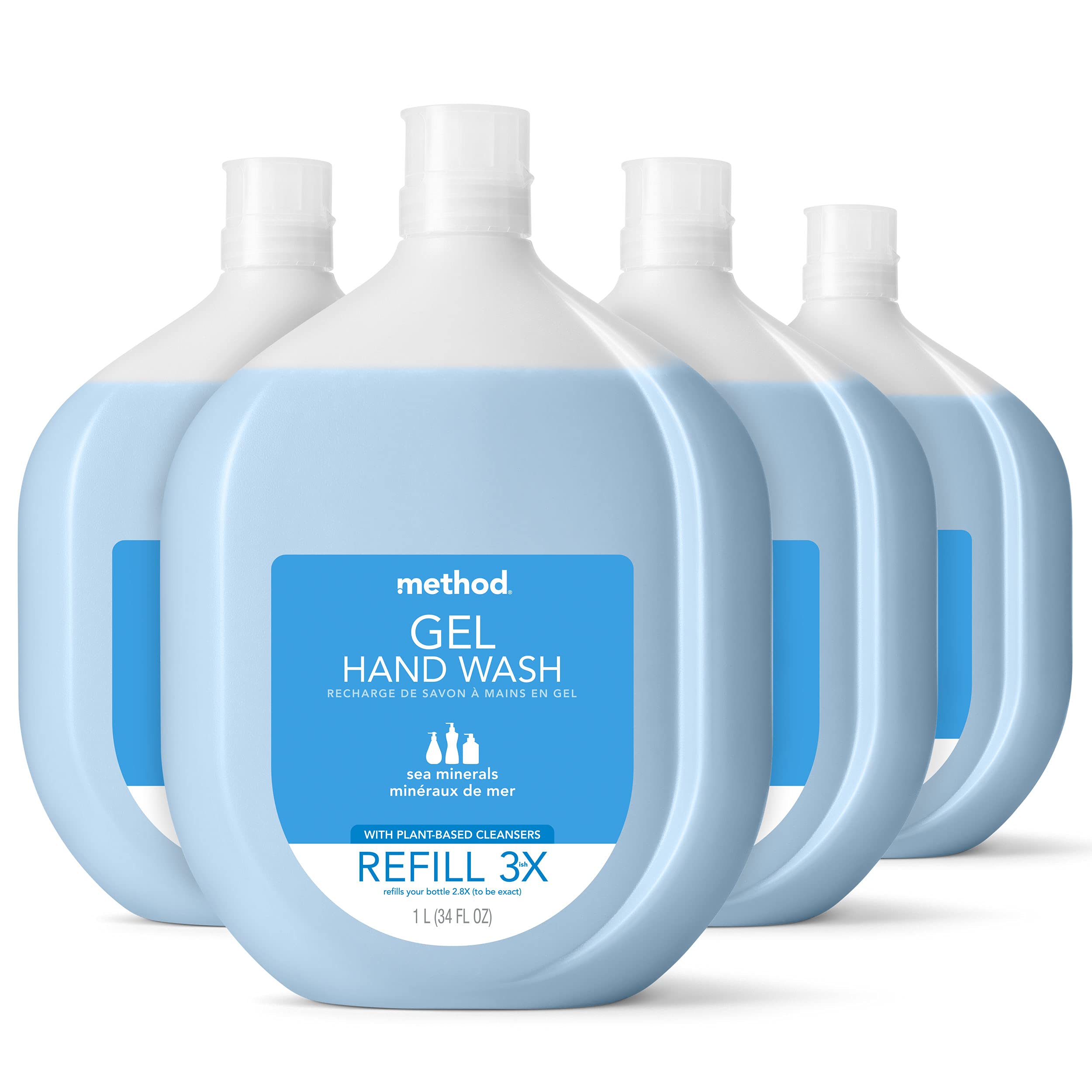 Jabón De Manos En Gel, Método De Recarga, Sea Minerals, 1 Litro (paquete De 4) - Venta Internacional.