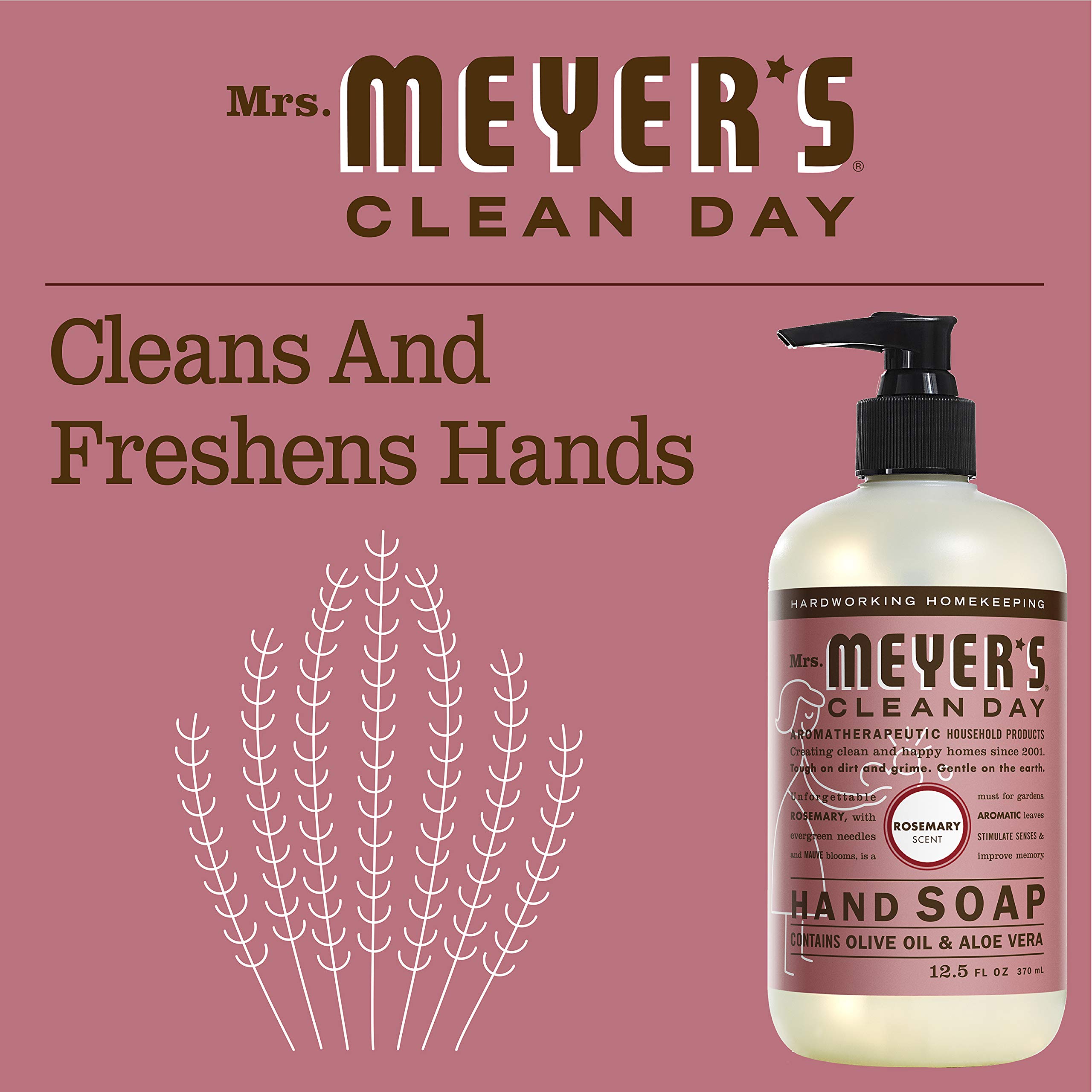 Foto 3 pulgar | Jabón De Manos Mrs. Meyer's Clean Day Rosemary 370 Ml Con Aceites Esenciales - Venta Internacional.