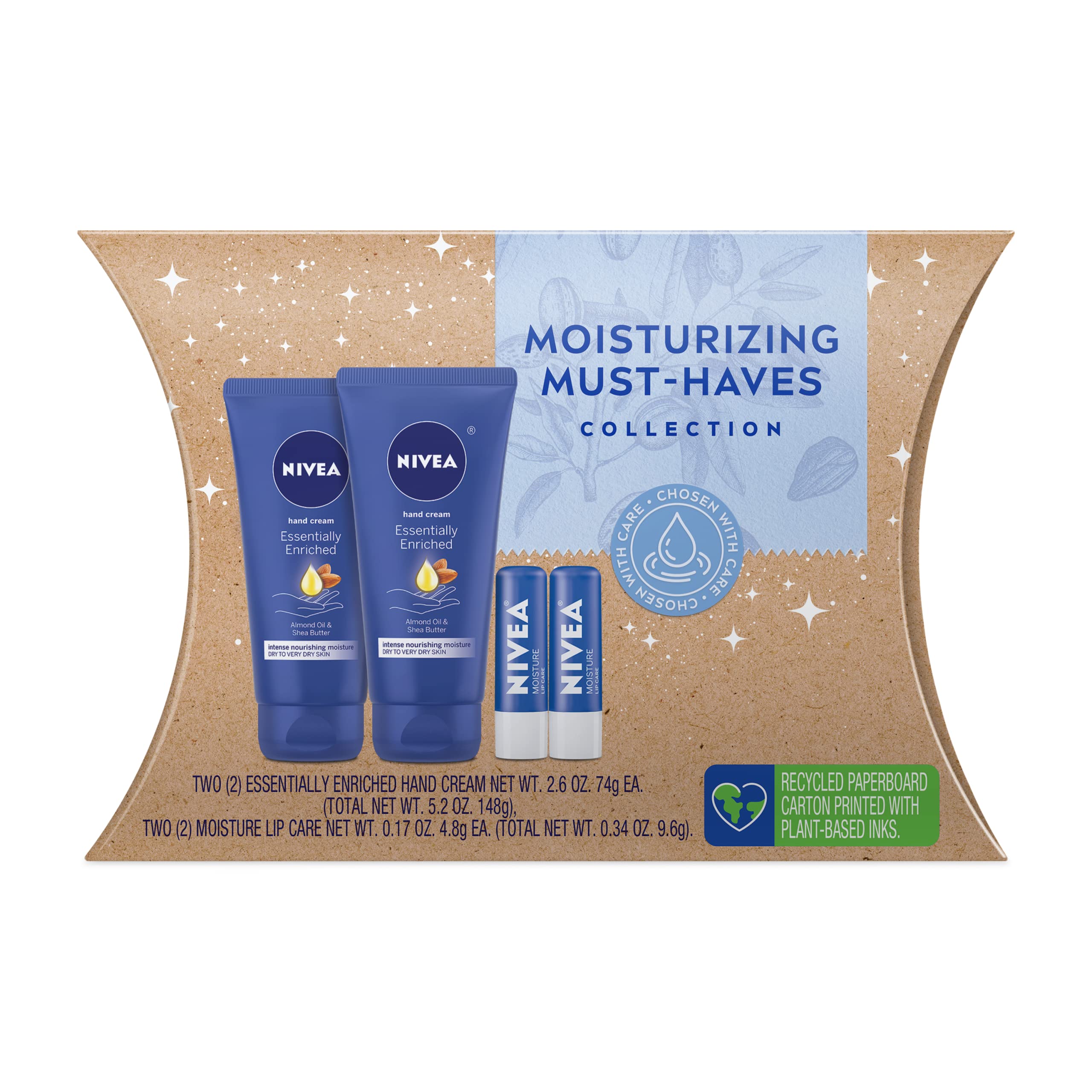 Set De Cuidado De La Piel Nivea Essentially Enriched Hand Cream 75 Ml X2 + Bálsamo Labial X2 - Venta Internacional.