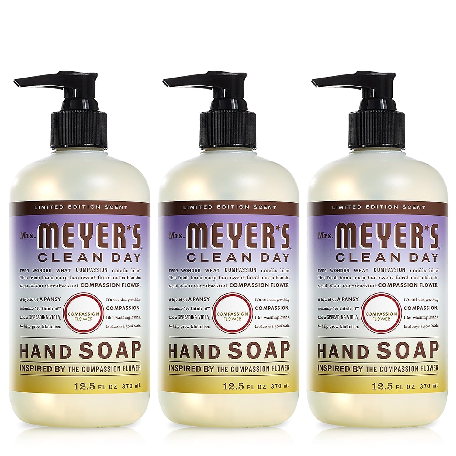 Jabón De Manos Mrs. Meyer's Clean Day Compassion Flower 370 Ml X3 - Venta Internacional.