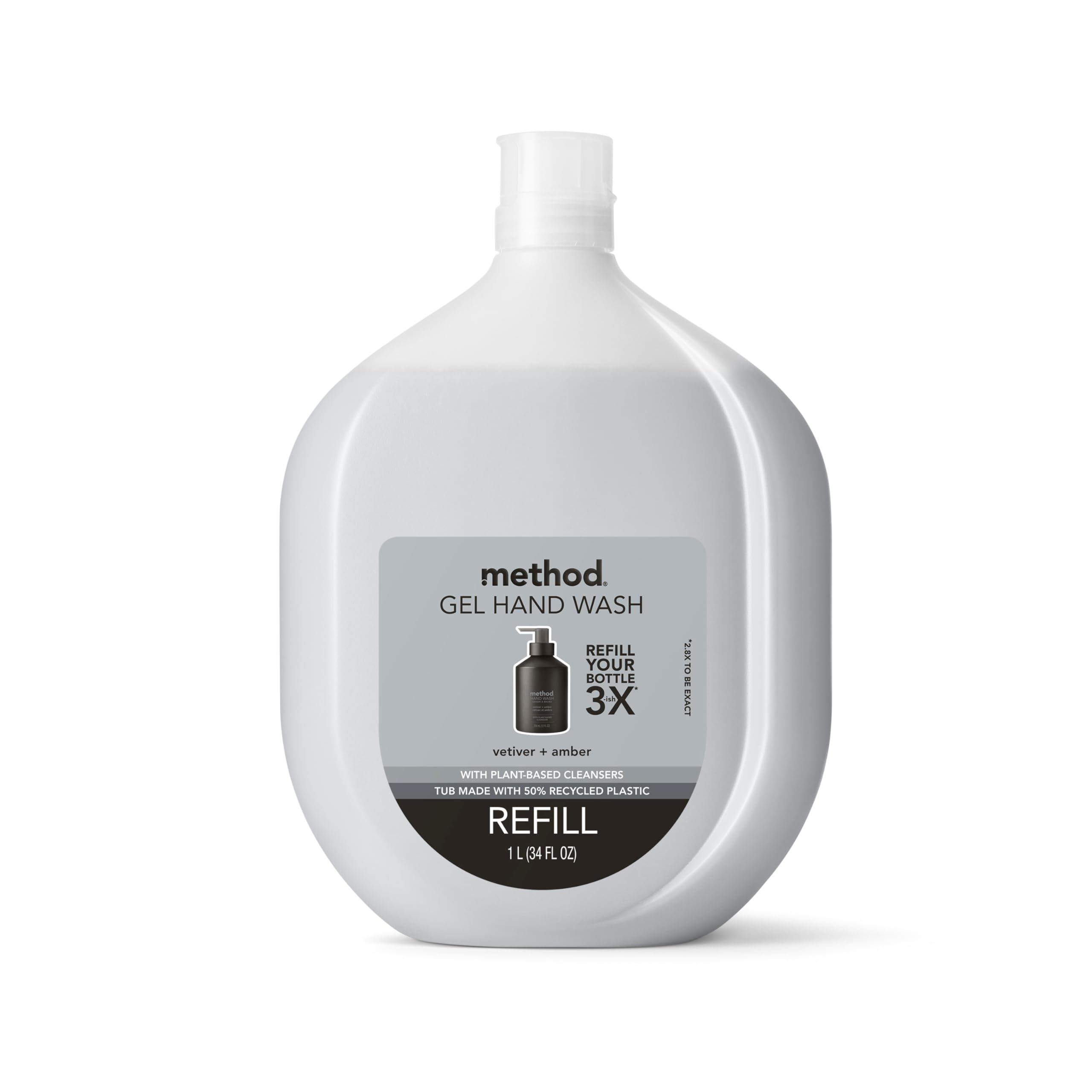 Método De Recarga De Jabón Para Manos, Gel, Vetiver + Ámbar, 1 Litro, Biodegradable - Venta Internacional.