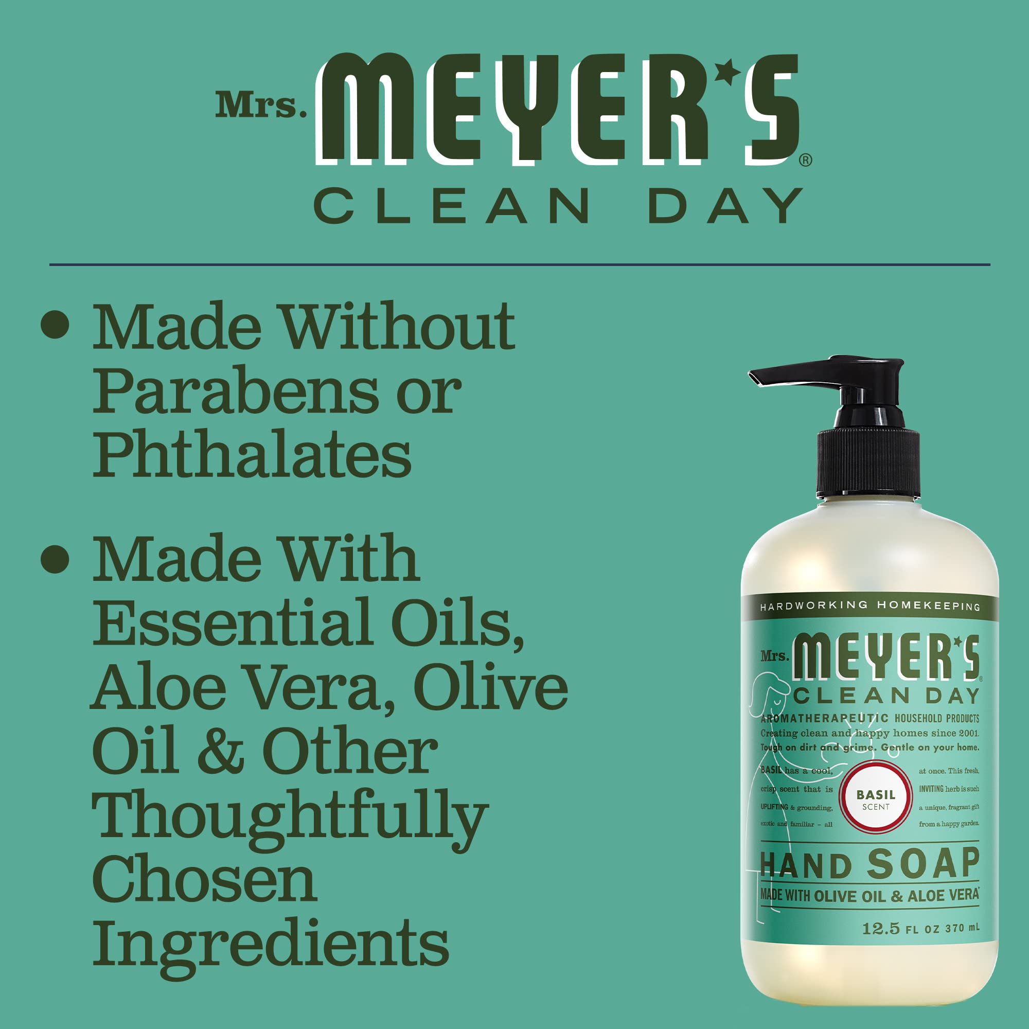 Foto 5 pulgar | Jabón De Manos Mrs. Meyer's Clean Day Basil 370 Ml Con Aceites Esenciales - Venta Internacional.