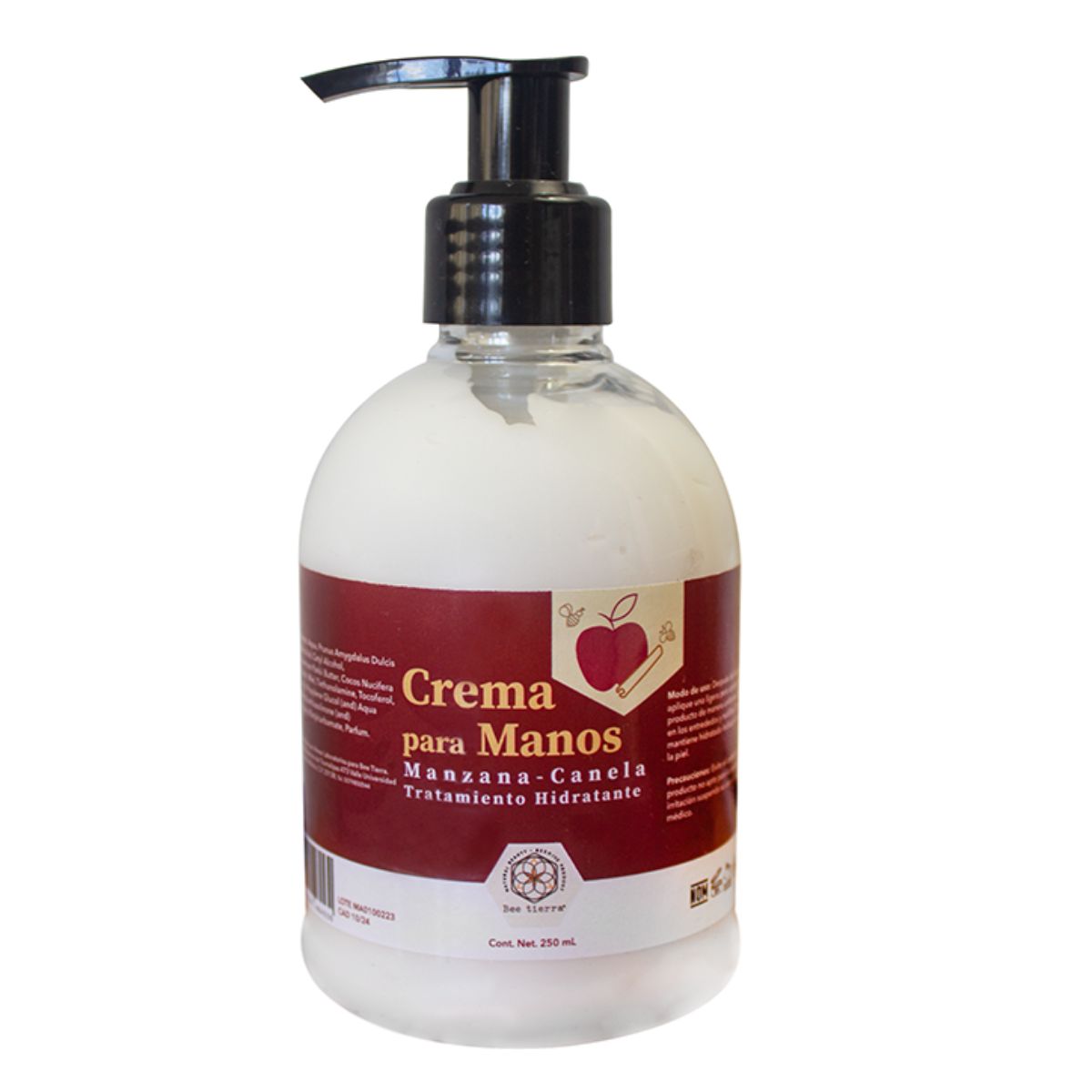 Crema Para Manos Manzana- Canela Tratamiento Hidratante Bee Tierra 250 Ml