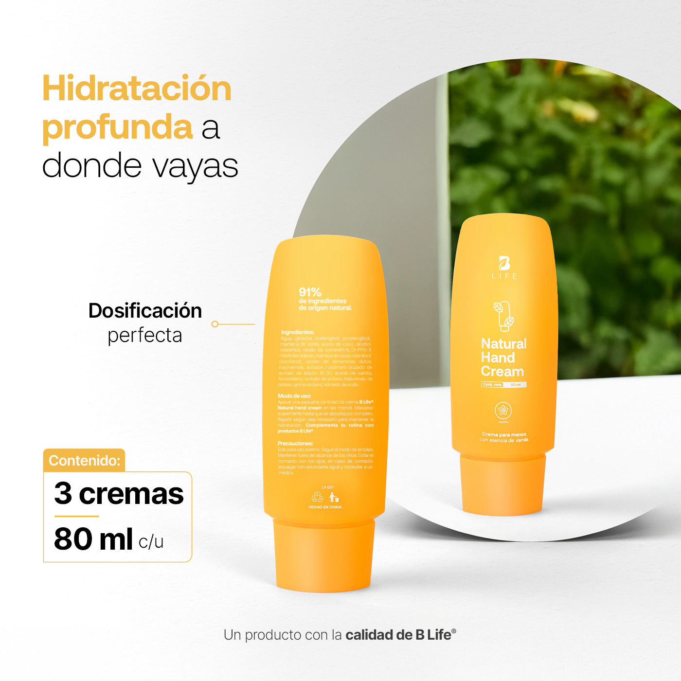 Foto 6 pulgar | Kit 3 Cremas para Manos Olor Vainilla 80 ml con Vitamina E y Niacinamida Natural Hand Cream B Life