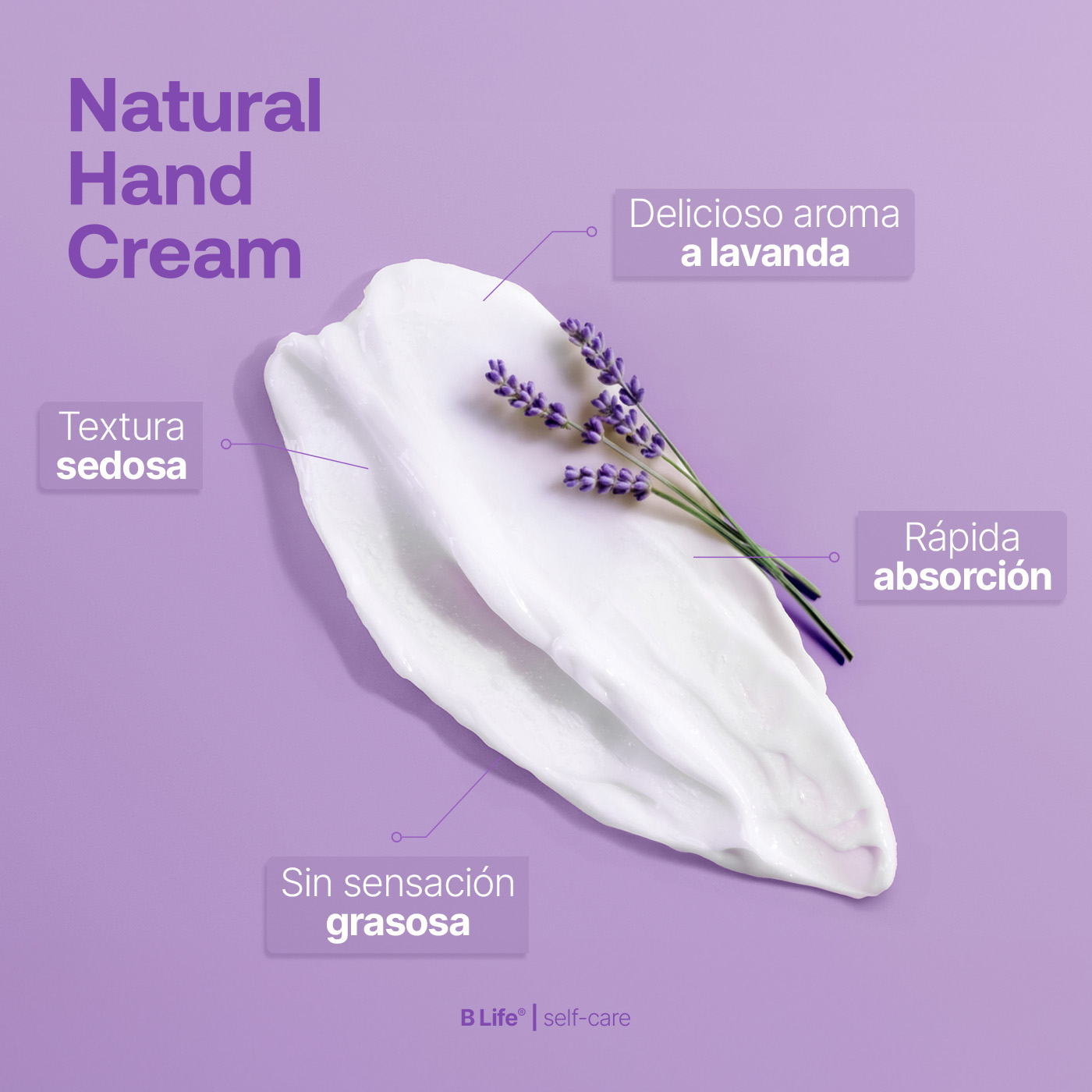 Foto 6 pulgar | Kit 3 Cremas para Manos Aroma Lavanda 80 ml con Vitamina E y Niacinamida Natural Hand Cream B Life
