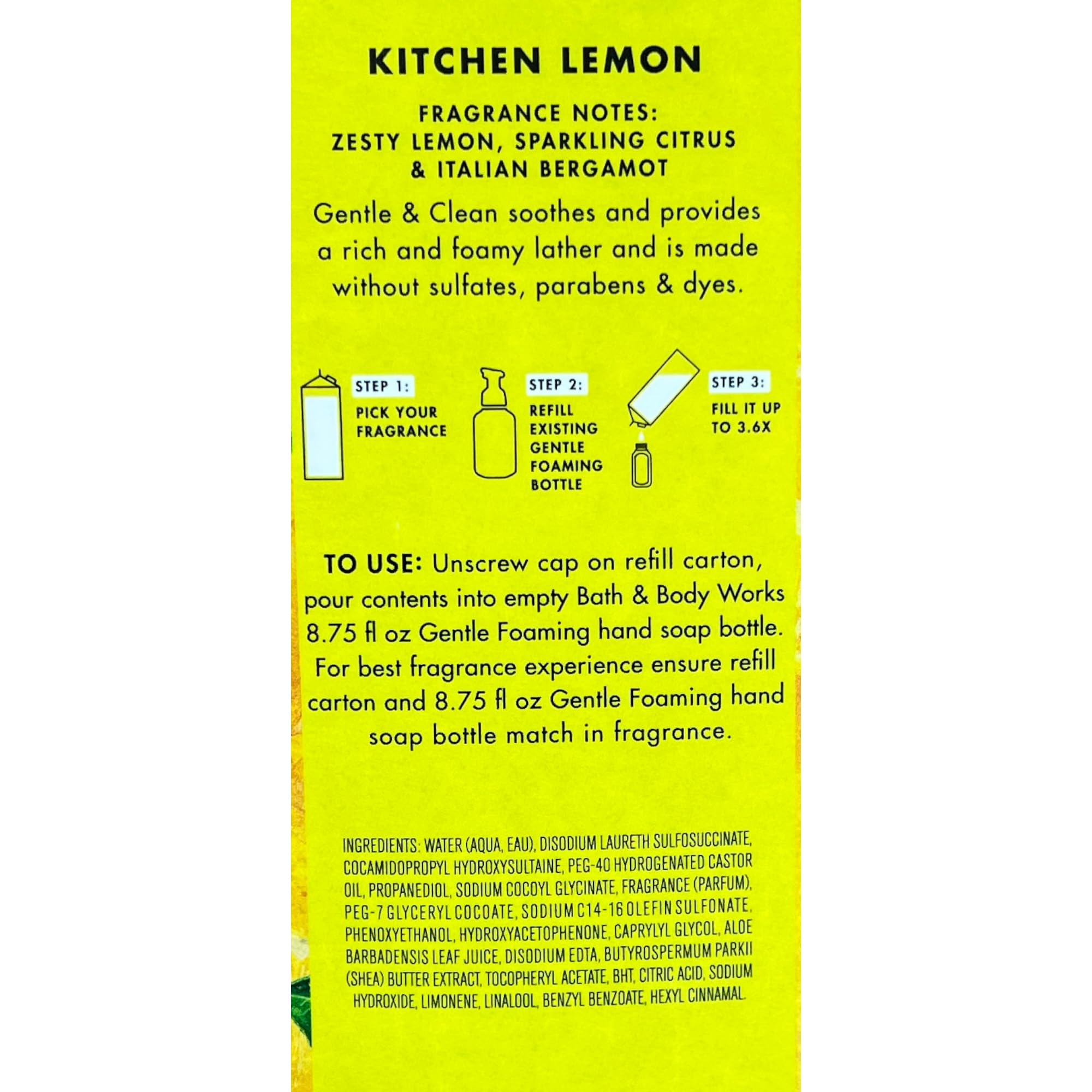 Foto 3 pulgar | Recambio De Jabón De Manos Bath & Body Works Kitchen Lemon De 32 Ml - Venta Internacional.