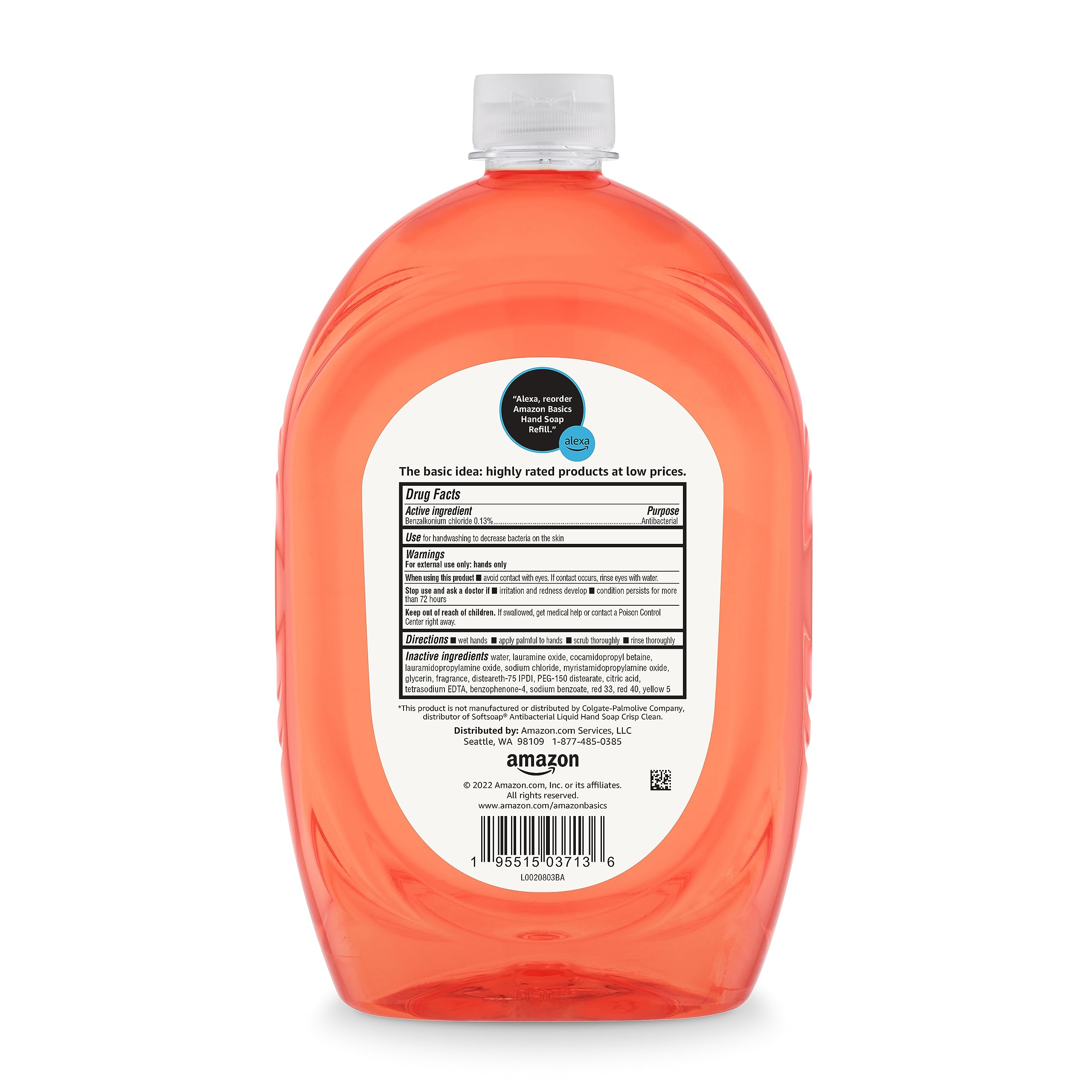 Foto 5 pulgar | Recambio De Jabón De Manos Amazon Basics Antibacteriano 1,5 L (paquete De 4) - Venta Internacional.