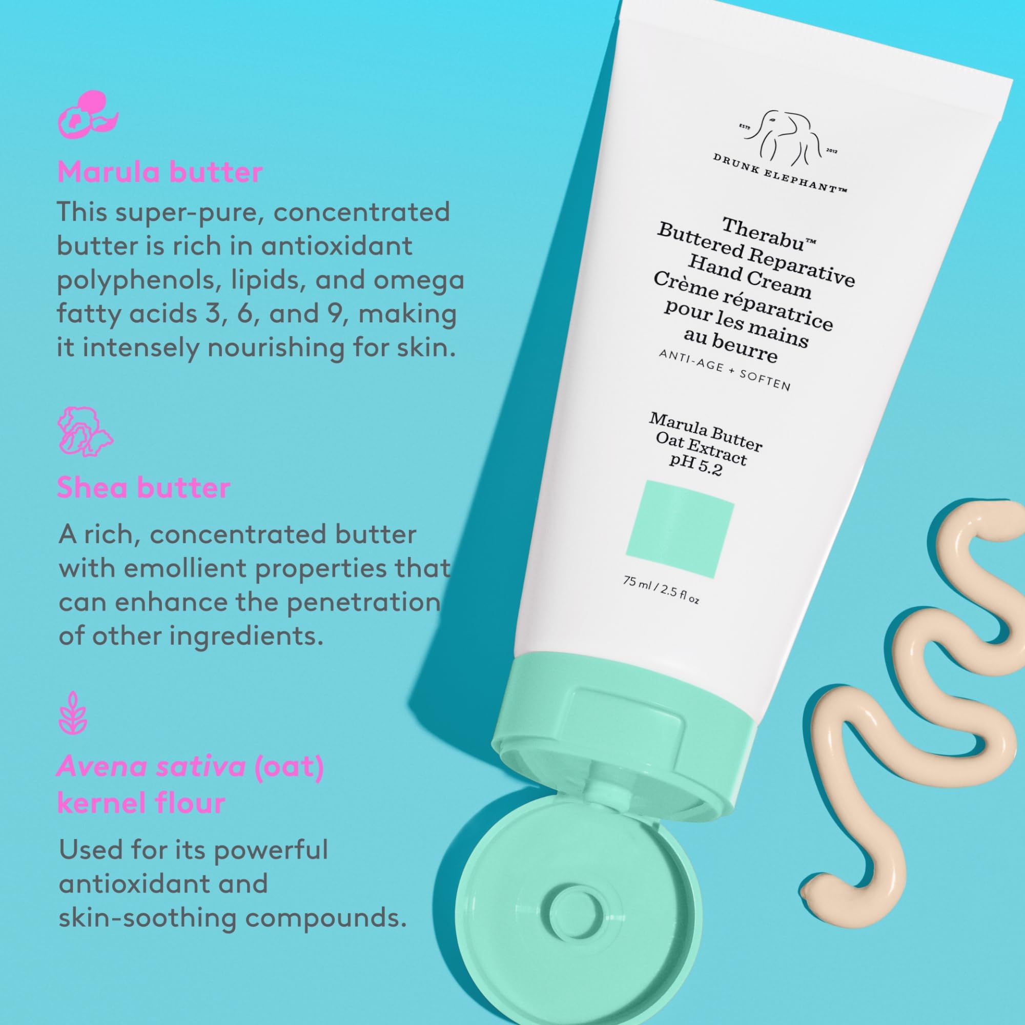 Foto 6 pulgar | Crema De Manos Drunk Elephant Therabu Buttered Reparative 75 Ml - Venta Internacional.