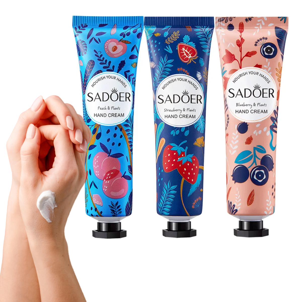Set 3 Cremas Para Manos Hidratante Blueberry Fresa Durazno