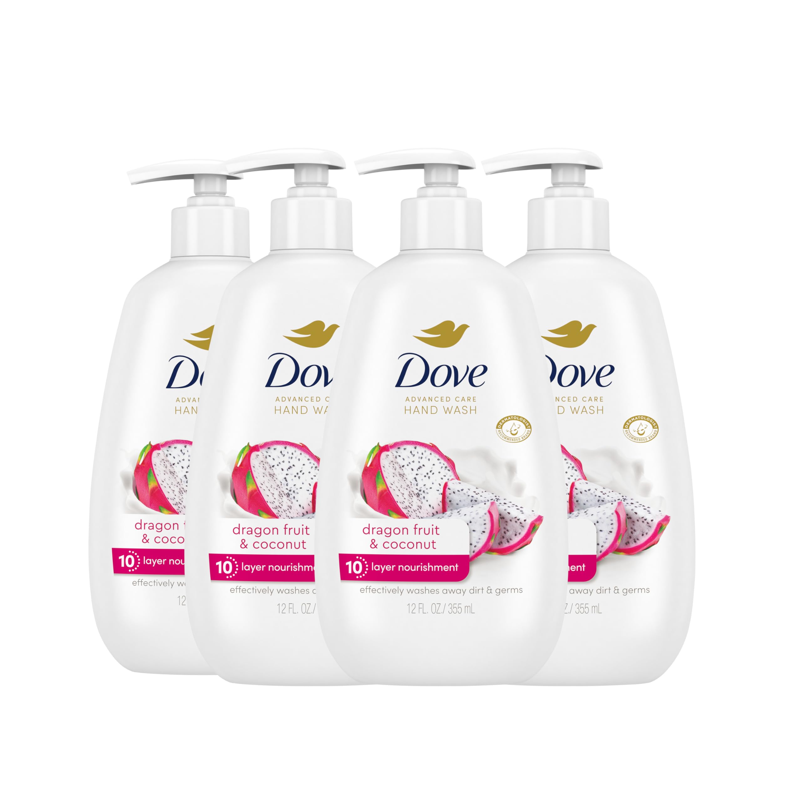Foto 2 pulgar | Jabón De Manos Dove Advanced Care Dragonfruit & Coconut, 4 X 250 Ml - Venta Internacional.