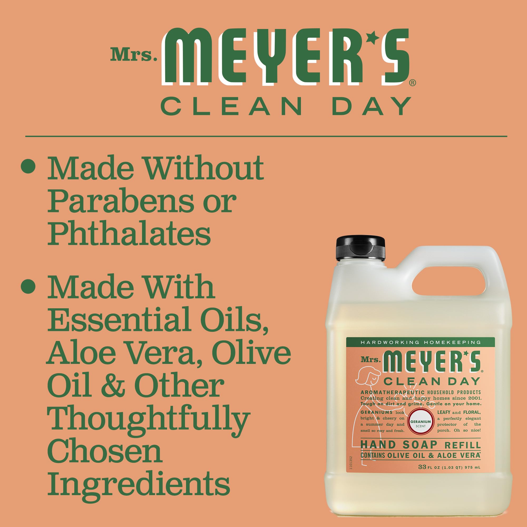 Foto 5 pulgar | Recambio De Jabón De Manos Mrs. Meyer's Clean Day Geranium 1l - Venta Internacional.