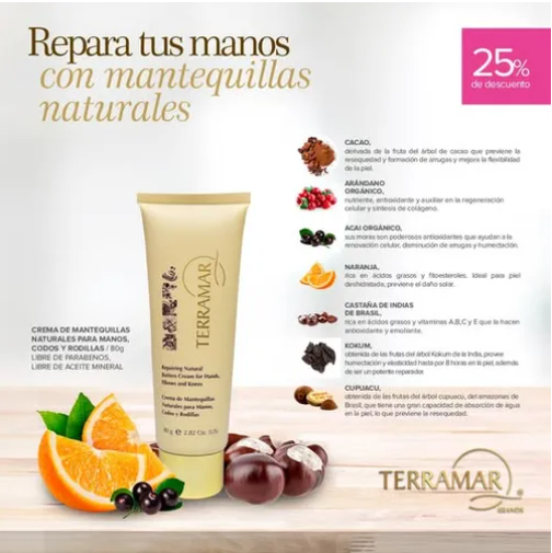 Foto 3 | Crema Terramar Crema Para Manos Y Codos,  Hidratación Mantequillas Naturales
