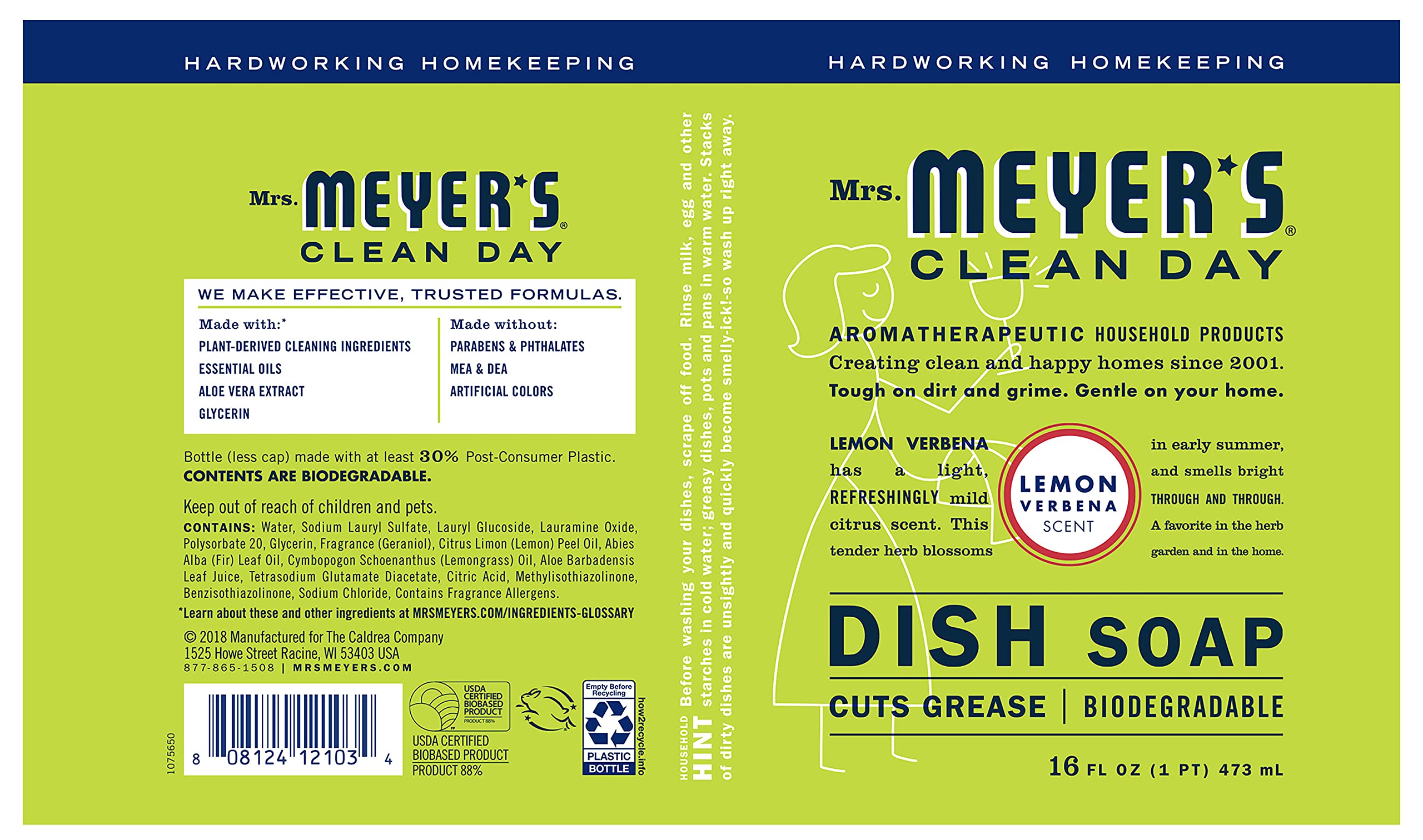 Foto 6 | Botella De Recarga De Jabón Líquido Para Manos Mrs. Meyer's Lemon Verbena, 1 Litro - Venta Internacional.