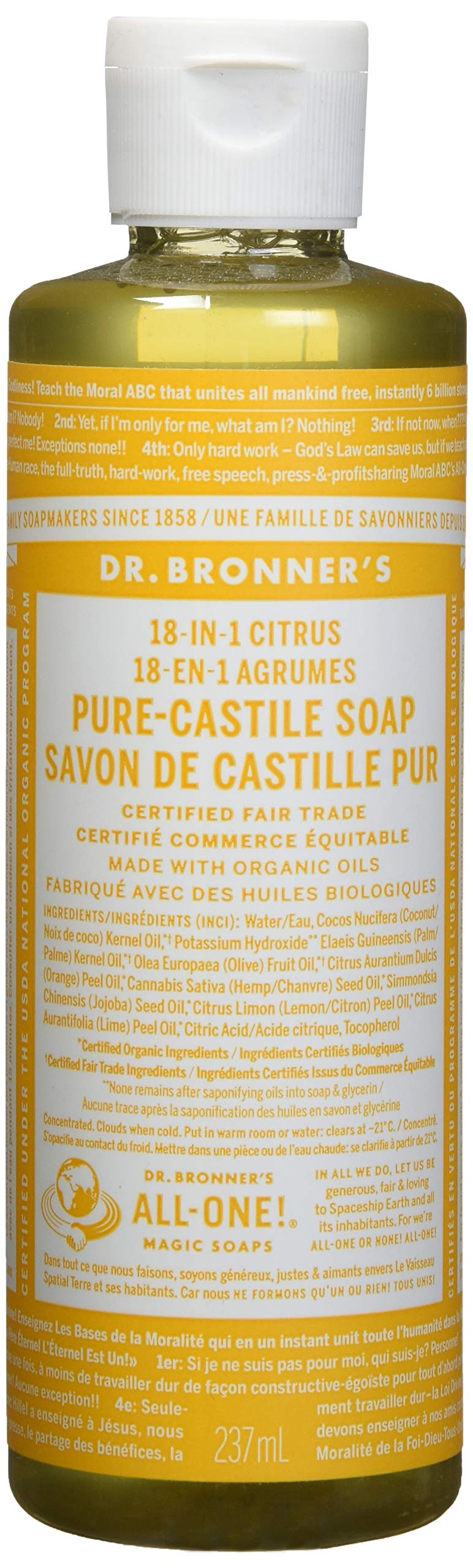 Foto 2 pulgar | Jabón Líquido Dr. Bronner's Organic Pure Castile Citrus Orange 240 Ml - Venta Internacional.