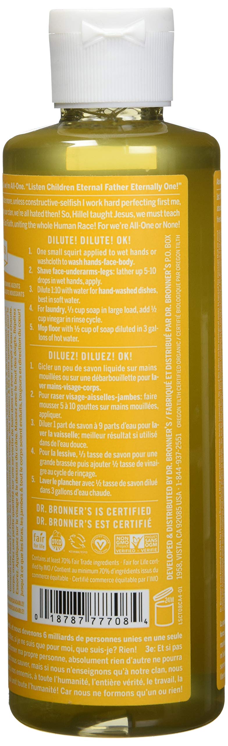 Foto 4 pulgar | Jabón Líquido Dr. Bronner's Organic Pure Castile Citrus Orange 240 Ml - Venta Internacional.
