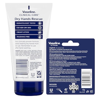 Foto 2 | Crema Para Manos Vaseline Dry Hands Rescue 150 Ml X 2 y Bálsamo Labial - Venta Internacional