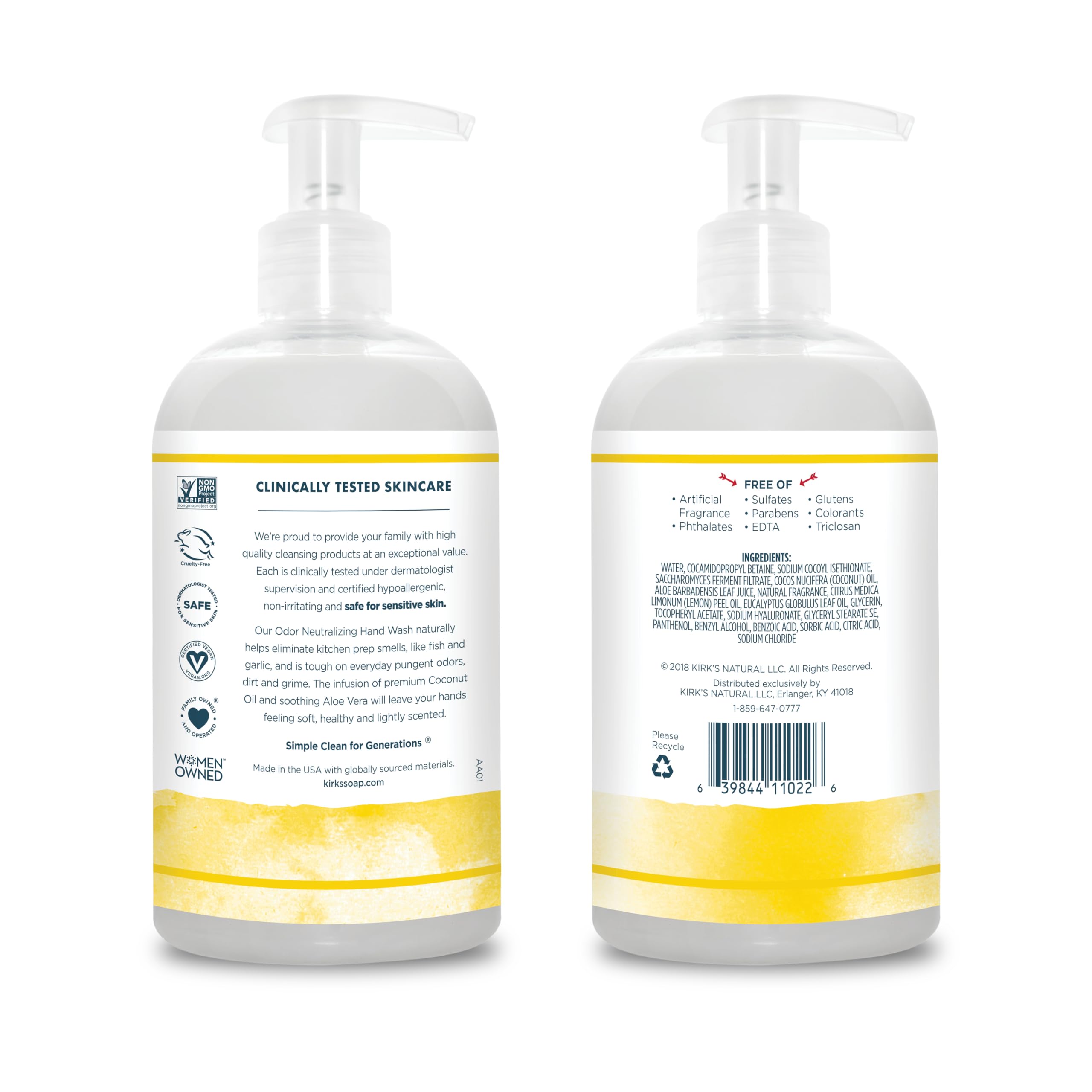 Foto 2 | Jabón De Manos Kirk's Clean Castile Lemon  Neutralizante De Olores  350 Ml - Venta Internacional.