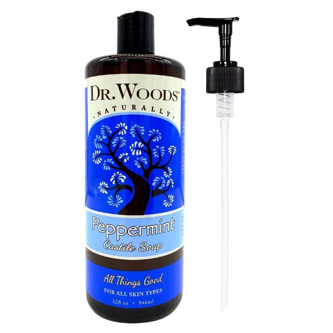 Jabón Líquido De Castilla Dr. Woods Pure Peppermint 946 Ml Con Bomba - Venta Internacional.