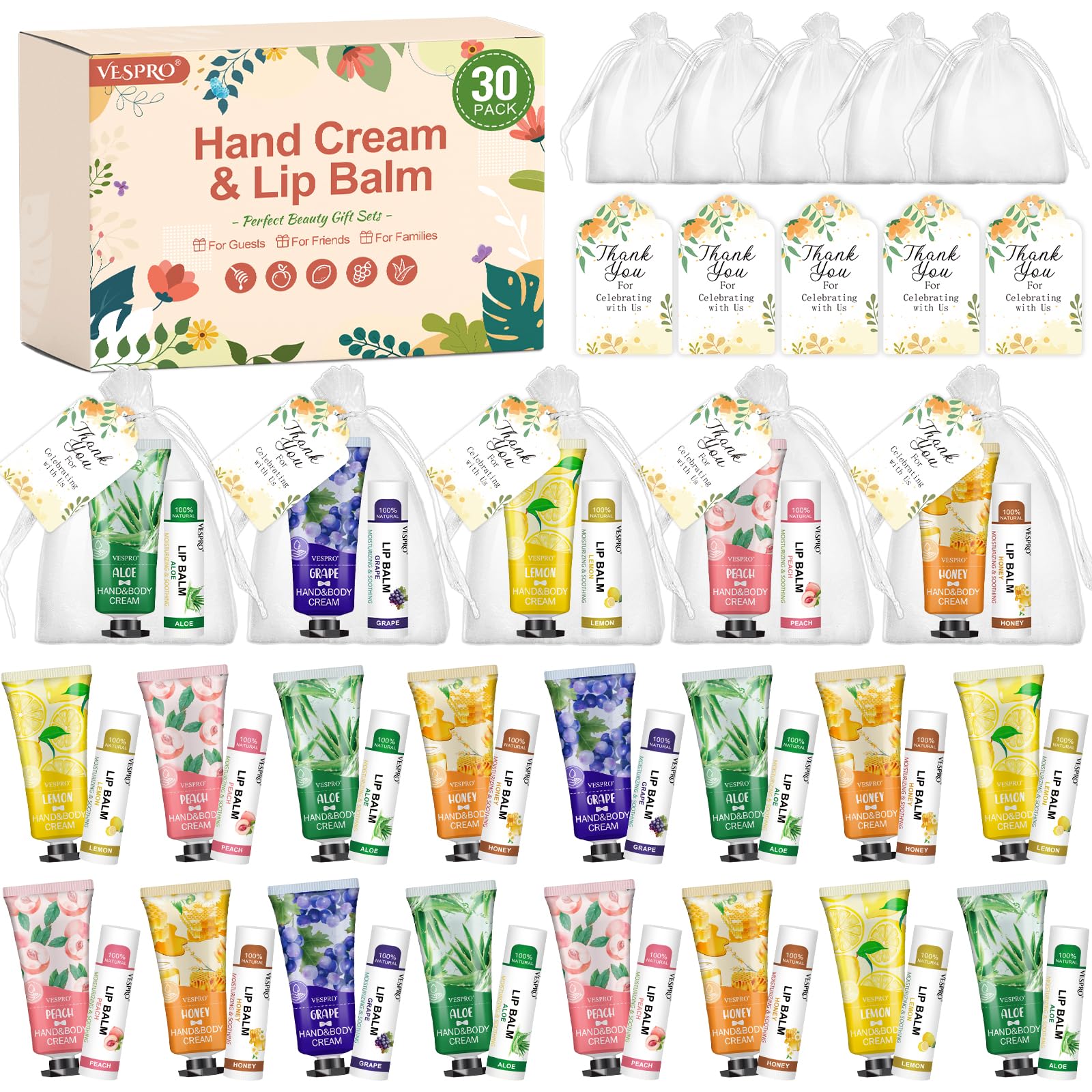 Foto 1 | Set De Regalo Vespro  Loción Para Manos Y Bálsamo Labial  30 Juegos Con Bolsas - Venta Internacional.