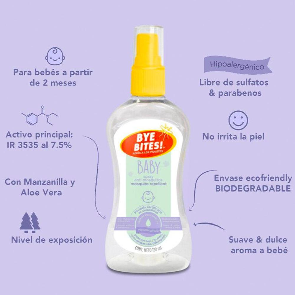 Foto 4 pulgar | Repelente de Insectos Bye Bites Spray Baby 130 ml