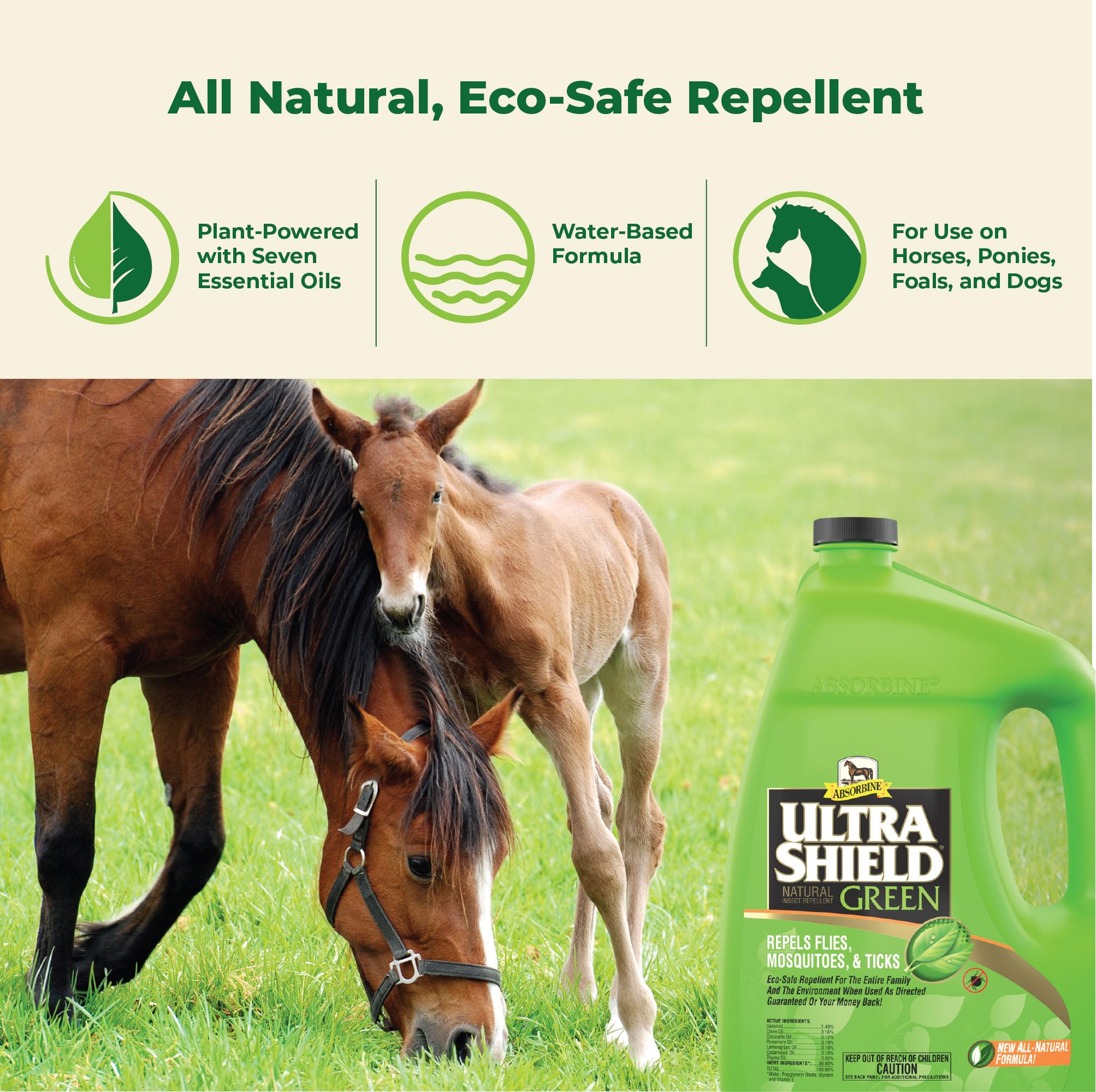 Foto 2 | Repelente De Insectos Absorbine Ultrashield Green Para Caballos Y Perros - Venta Internacional.