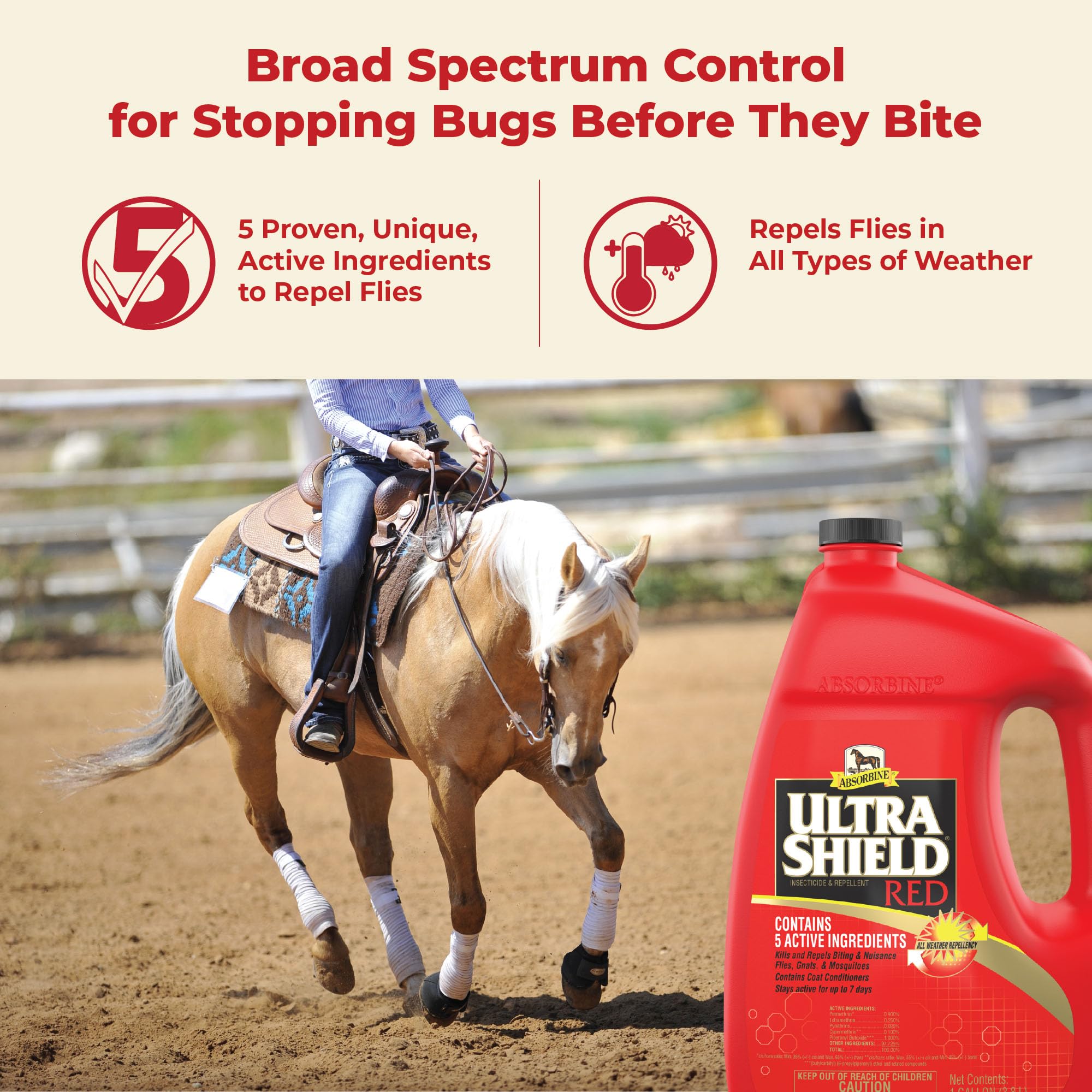 Foto 3 pulgar | Insecticida Para Caballos Fly Spray Absorbine Ultrashield, Color Rojo, 3,8 Litros - Venta Internacional.